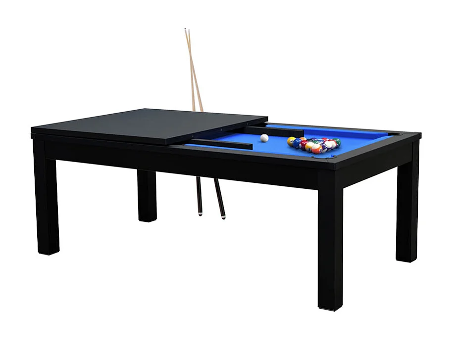 Table de billard convertible noire tapis bleu - Eddie