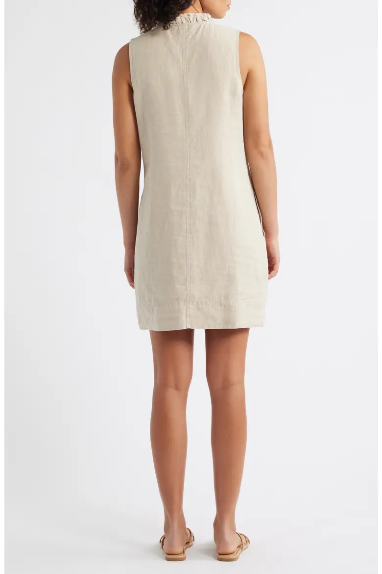 Two Palms Double Ruffle Linen Dress - Natural