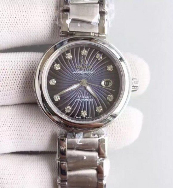 Replica Omega De Ville Lady SS Blue Textured Dial SS Bracelet A8520 - Top club