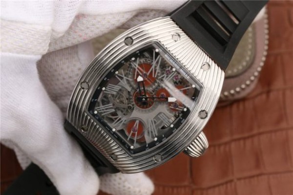 Replica Richard Mille RM018 Hommage a Boucheron SS Brown Skeleton Dial Black Rubber Strap 6T51 - Elite Watch Atelier