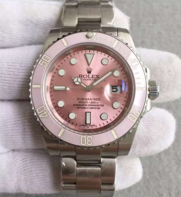 Replica Rolex Submariner Lady SS Pink Bezel Pink Dial SS Bracelet A2836 - Elite Watch Atelier