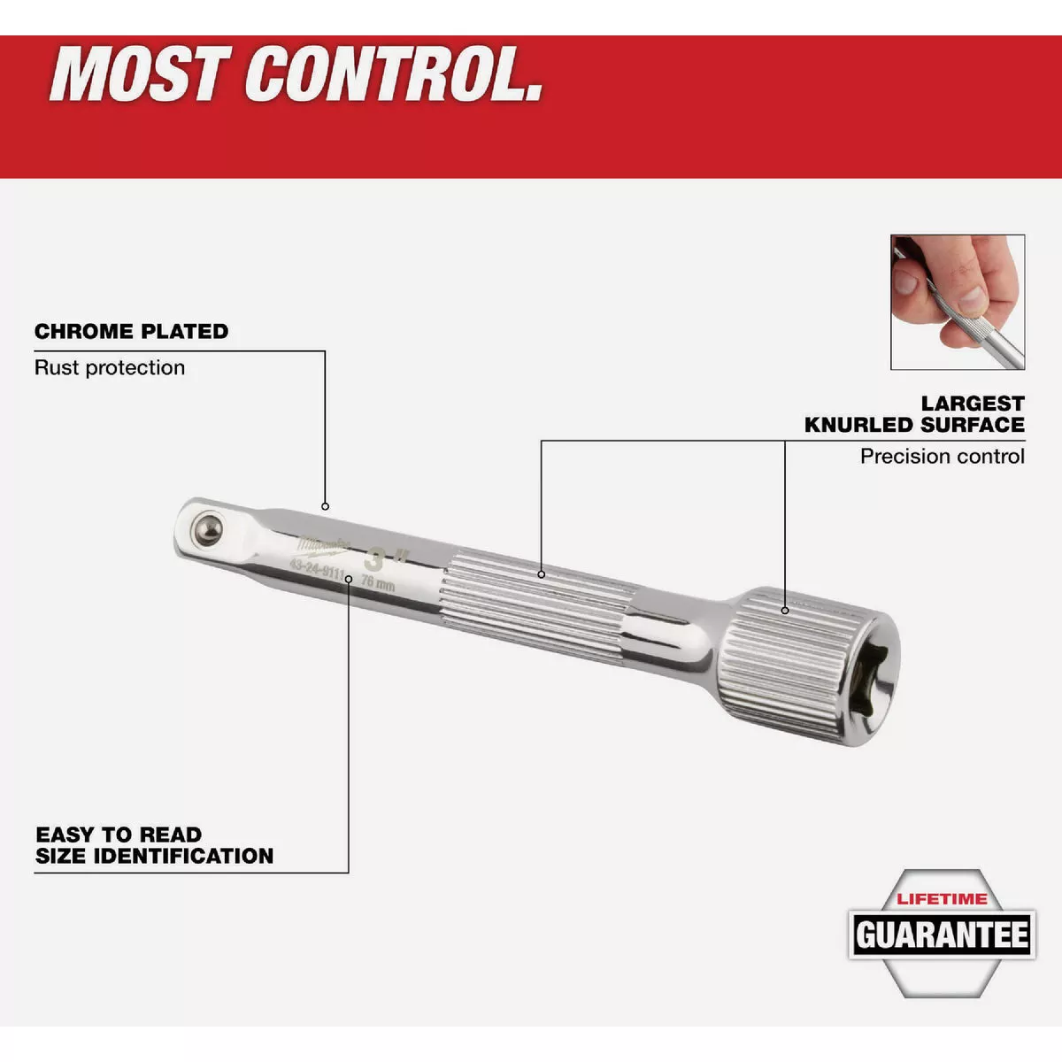 Milwaukee 3/8 In. Drive 6 In. Socket Extension