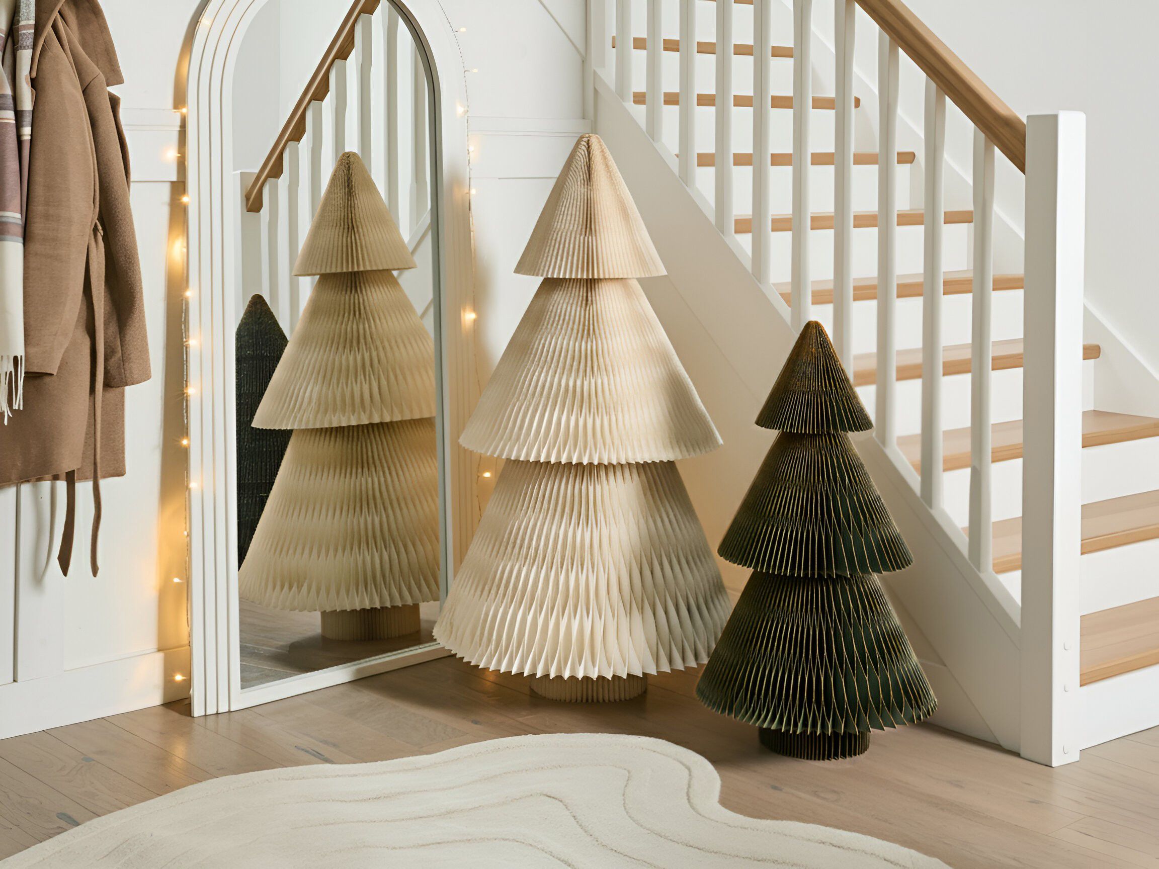 Set of 2 Christmas Decorations VEFSNA Christmas Tree 90/122 cm Beige/ Green