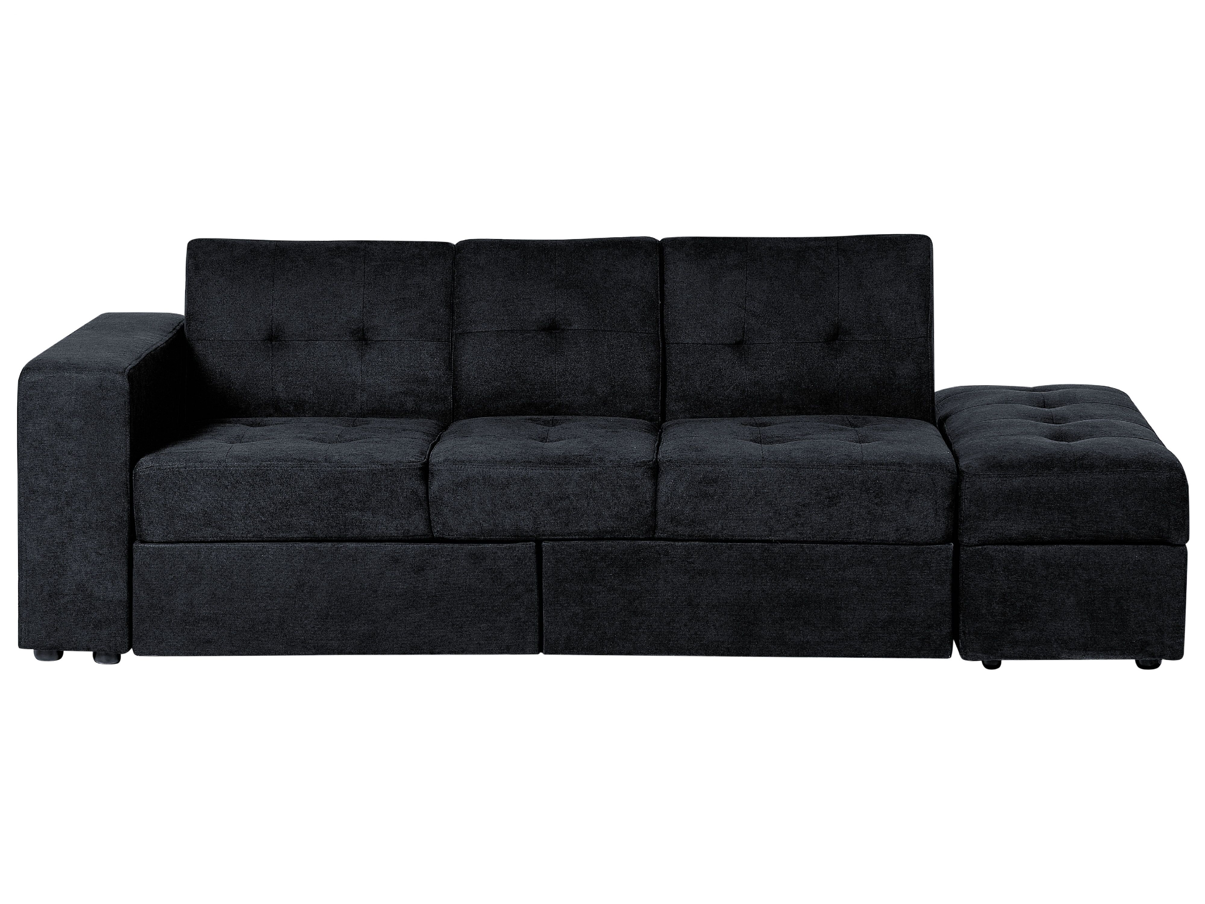 Sofa Bed 3 Seater FALSTER Fabric Black with Storage