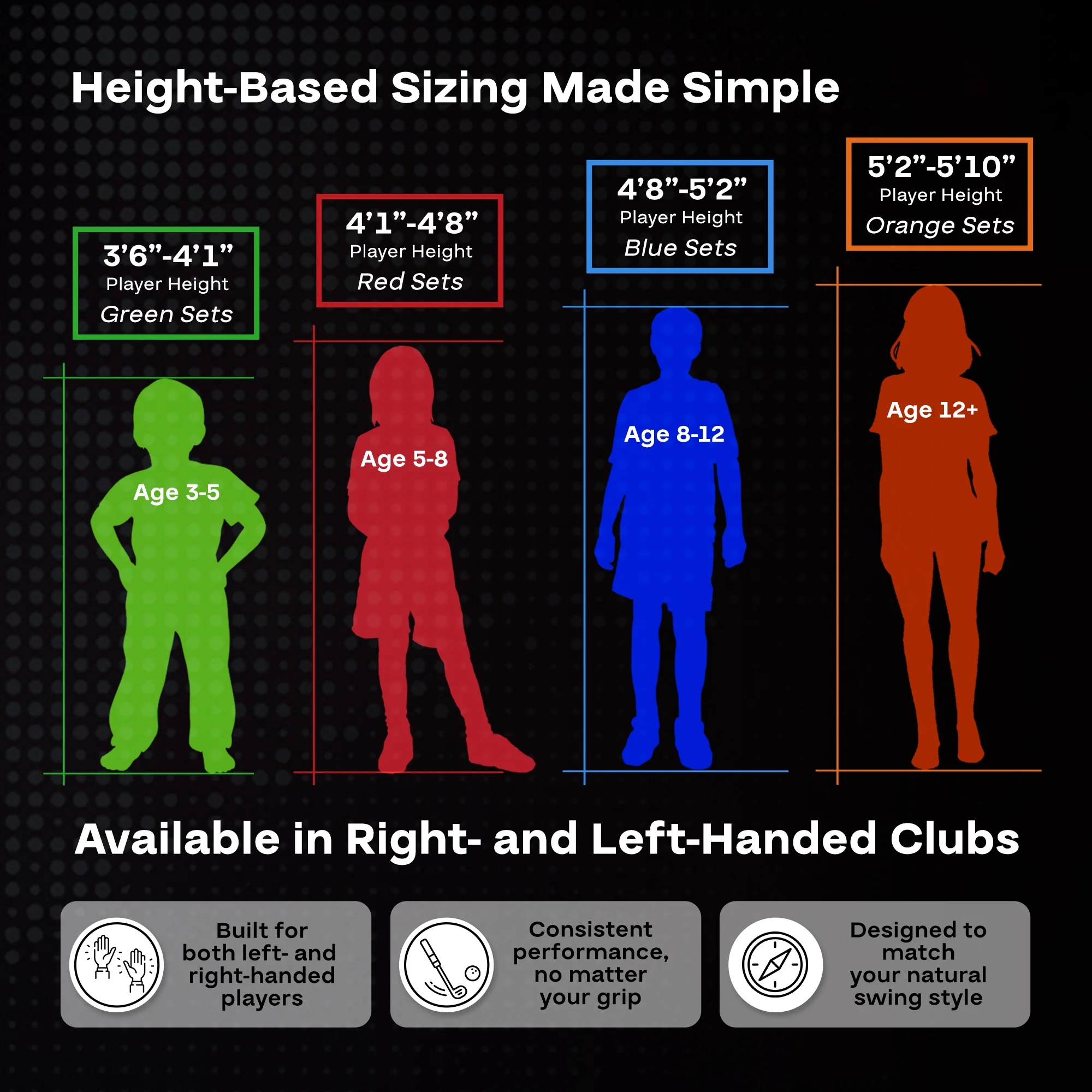PGA Tour Right-Handed 10 Piece Kids Golf Club Stand Bag Set; Player Height 4'8 - 5'2", Ages 8-12 - Image 2
