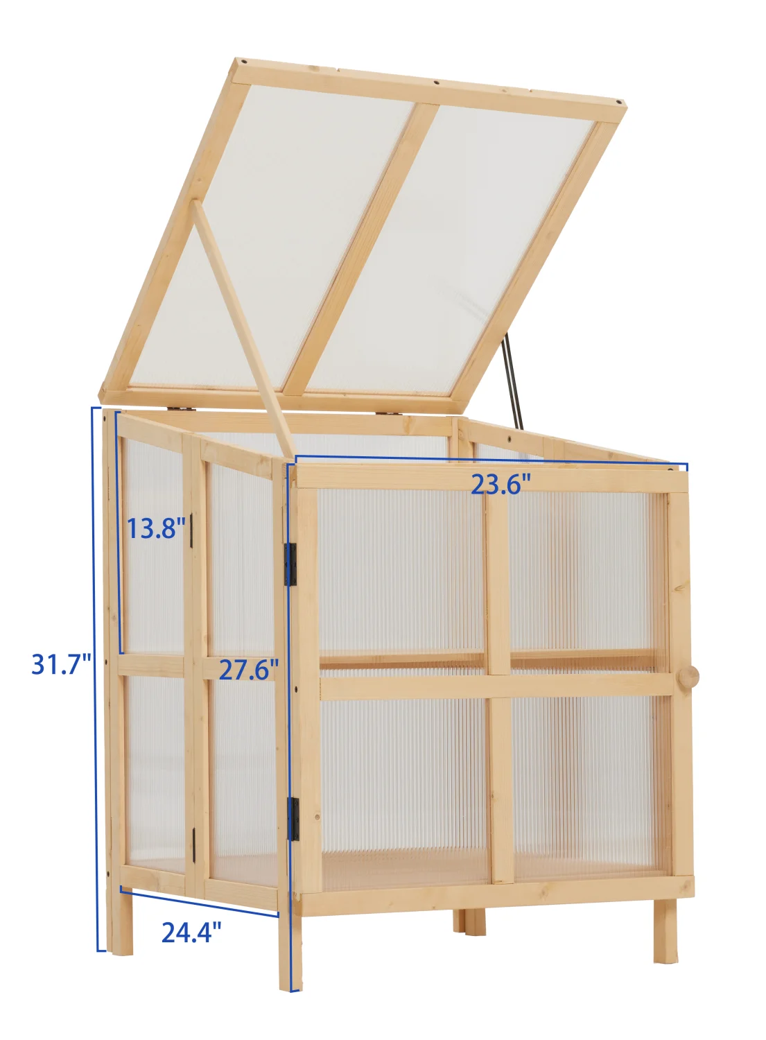 Youmumeub Wooden Cold Frame Greenhouse, 2-Tier Raised Garden Planter with Polycarbonate Panels for Season Extension, Foldable, Natural Wood - Image 7