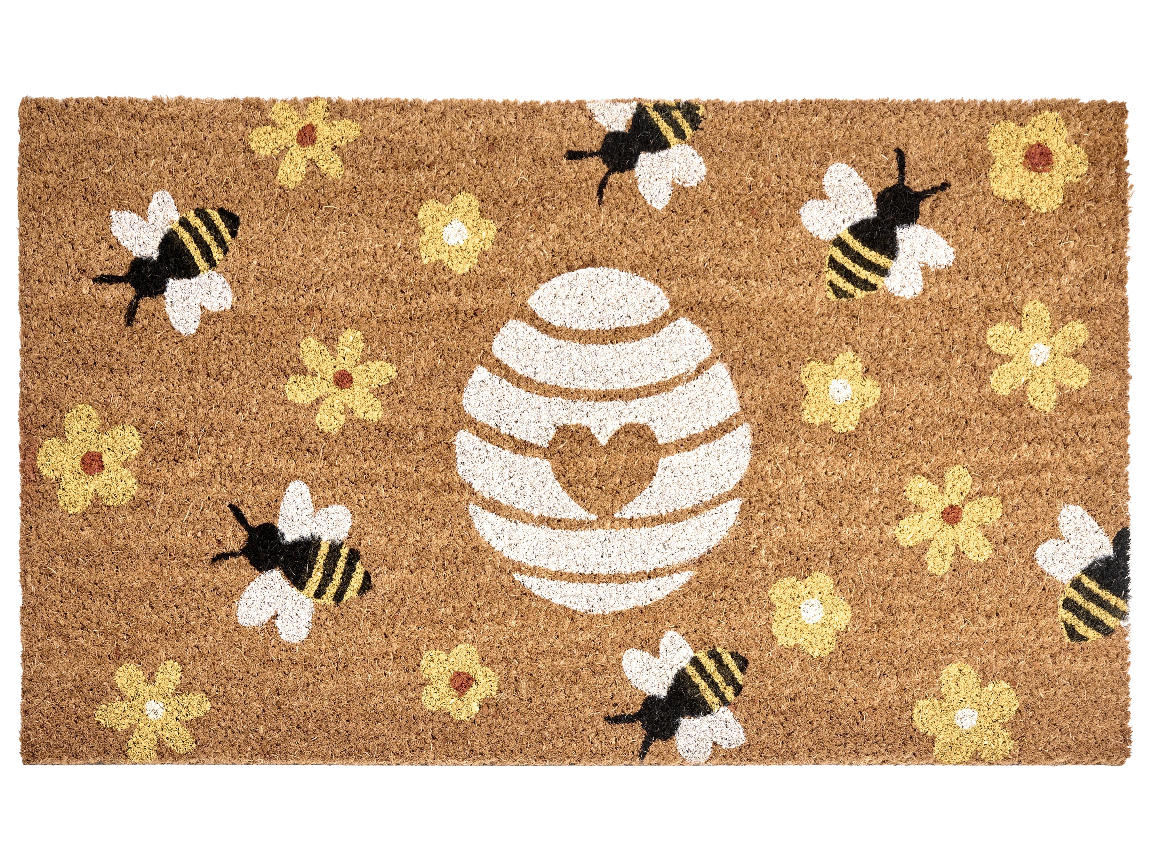 Doormat KIGALIK Natural 50 x 80 cm Bee Flower Coir