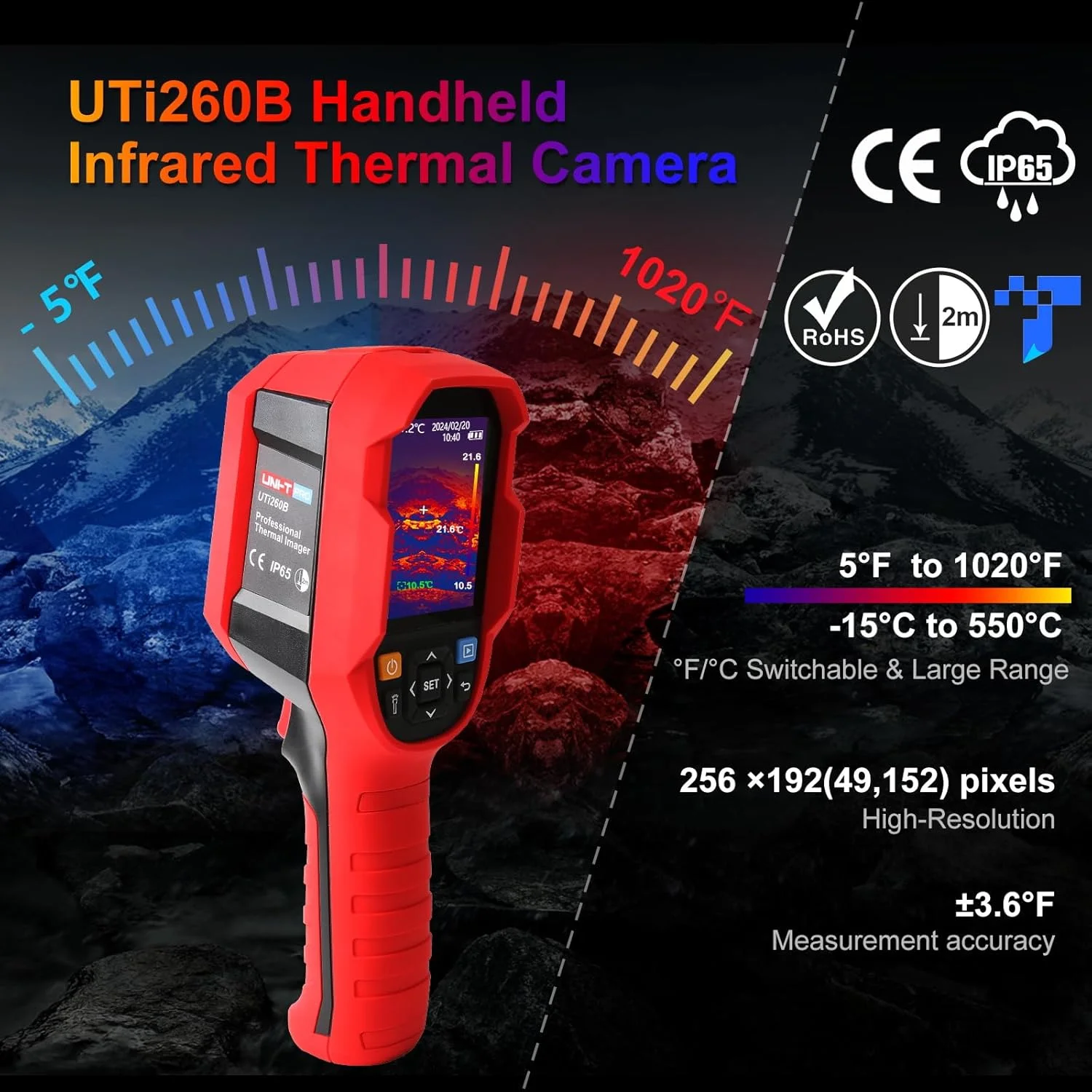 UNI-T UTI120S Thermal Imaging Camera 120x90 IR Resolution 10800 Pixels -20~400�� 2 Meter Drop Durability IP54 Rechargeable 16GB MicroSD - Image 17