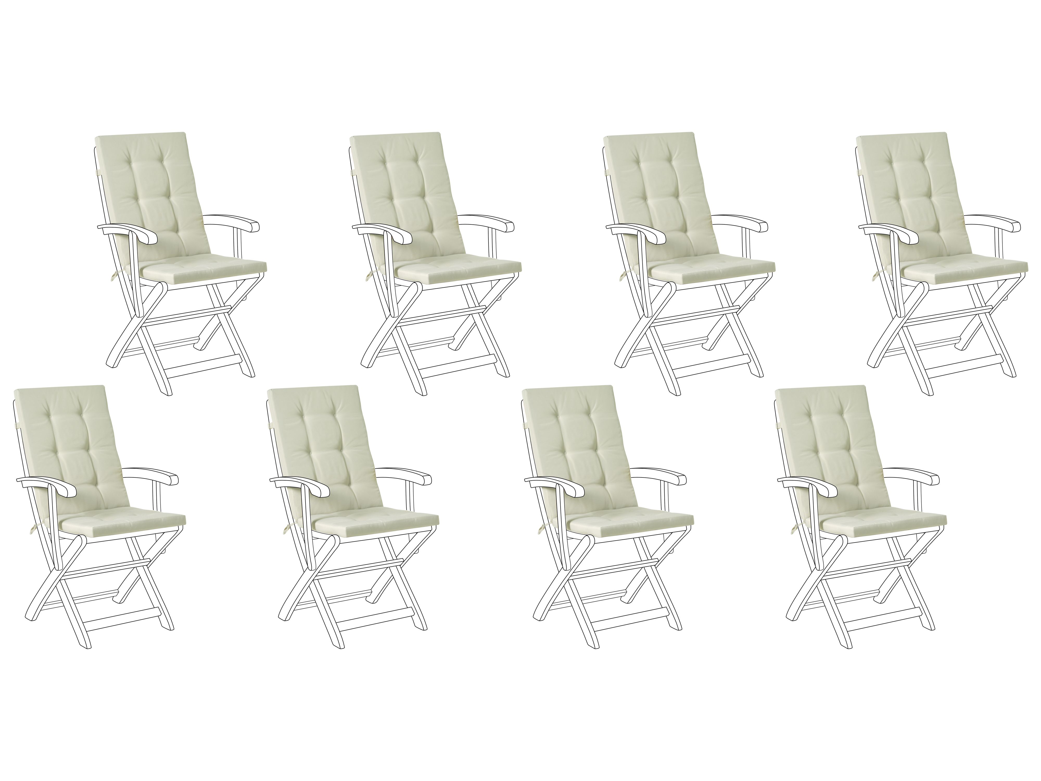 Set of 8 Back/Seat Cushions MAUI PREMIUM Light Green