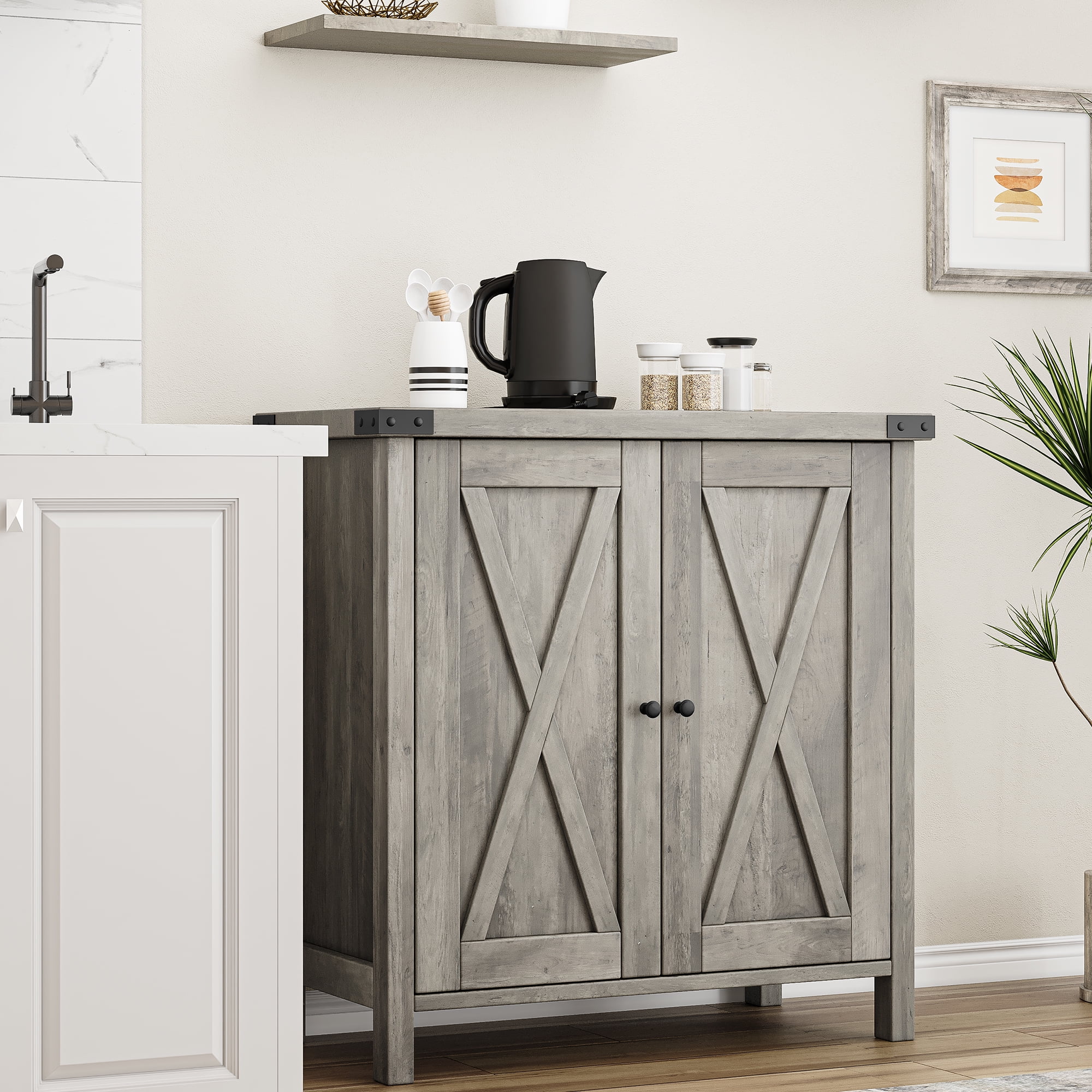 Buffet Cabinet Farmhouse Storage Cabinet with Doors and Shelves, Buffets and Sideboards Entryway Cabinet with Storage Accent Console Cabinet for Living Room, Dining Room