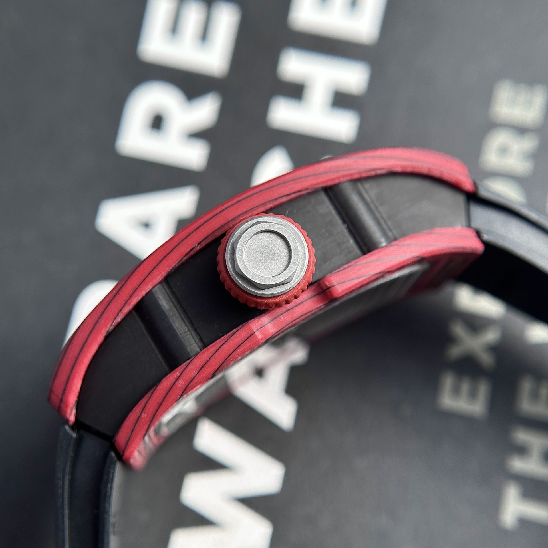Richard Mille Replica Watches RM07-01 Red Carbon Rubber Strap 32x46mm - Top club