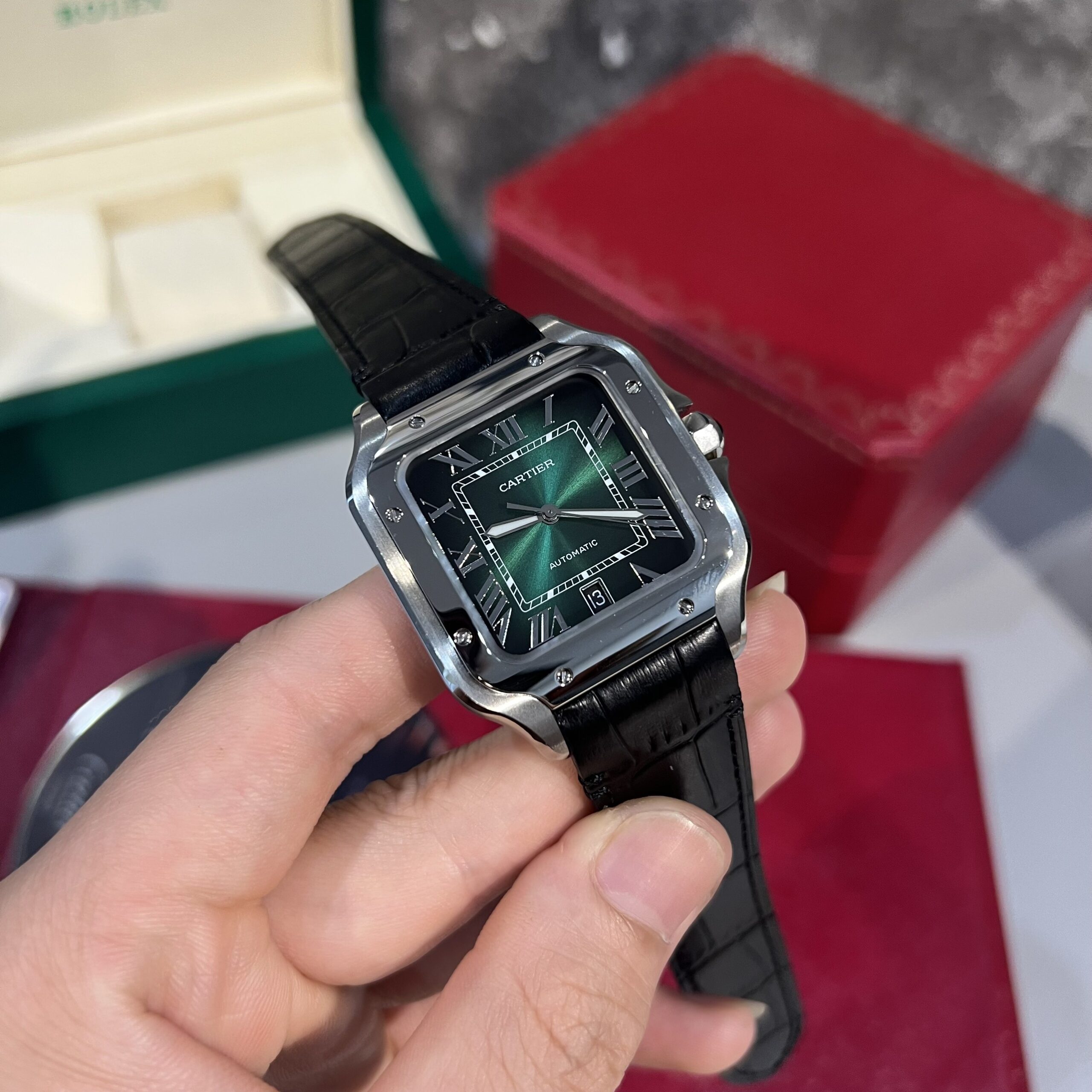CARTIER SANTOS WSSA0062 REPLICA 1:1 GREEN DIAL BV FACTORY 39.8MM - Top club