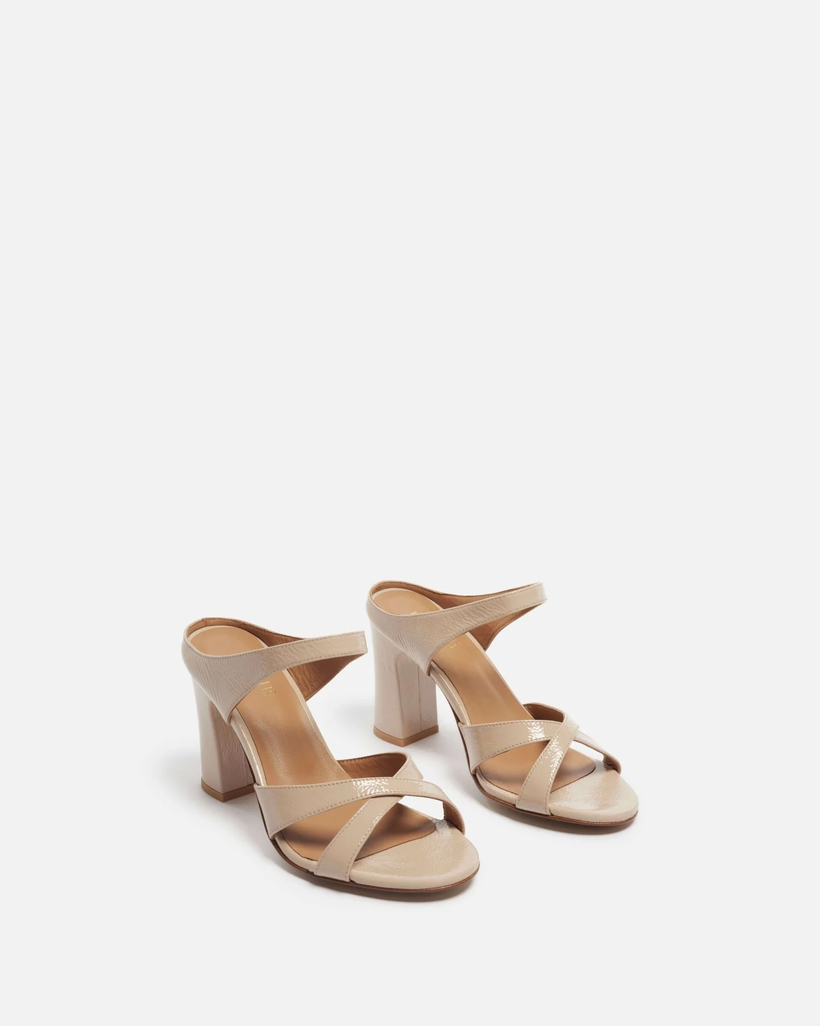 MULES MAURANNE/CRK - En cuir craquelé à talons blush