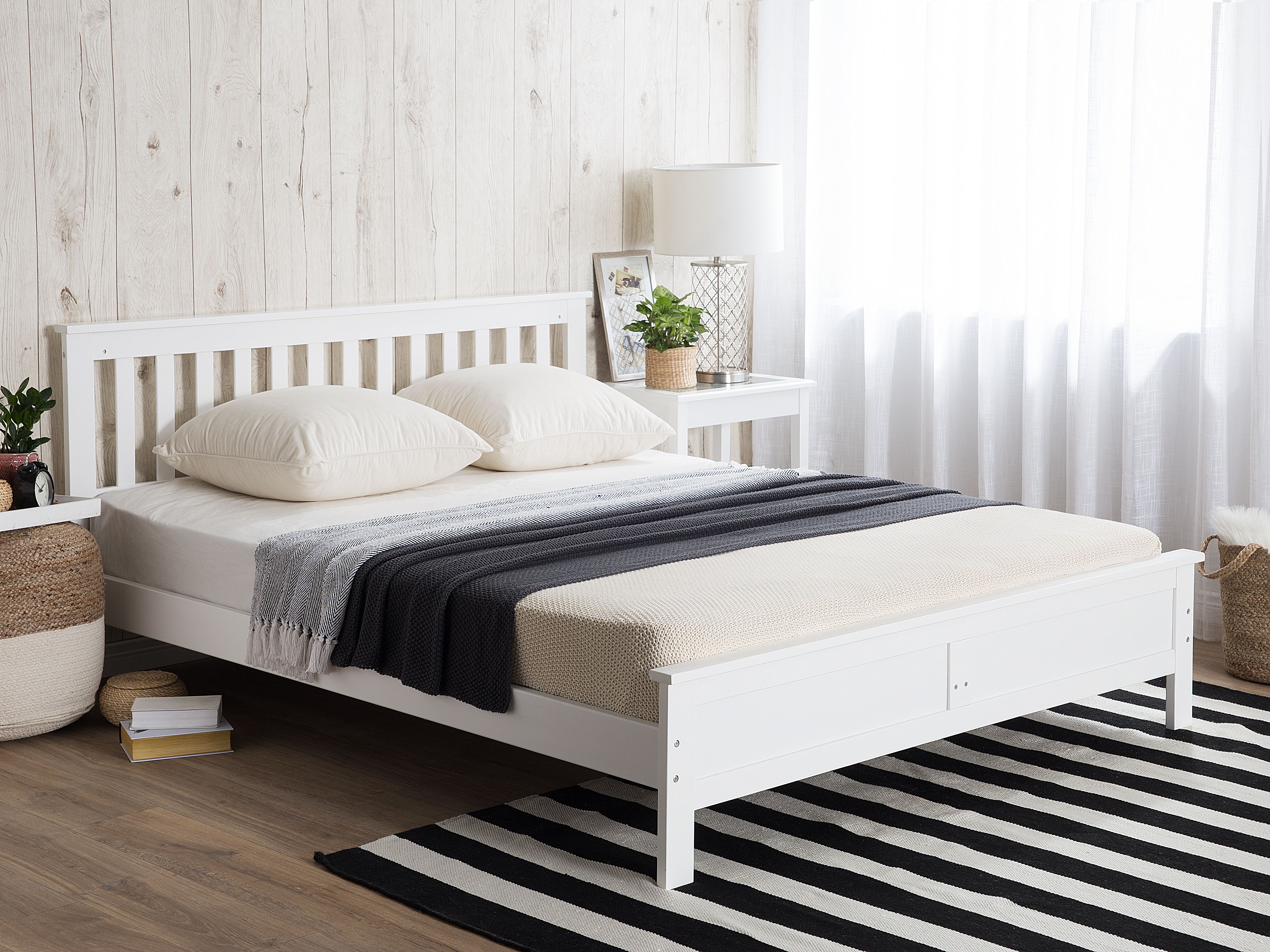 Bed Pine Wood MAYENNE 180 x 200 cm (EU Super King) White