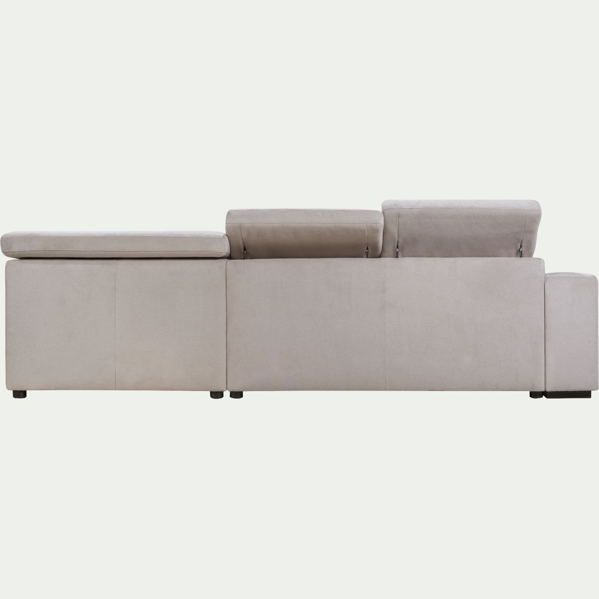 ORIGANO - Canapé d'angle droit convertible avec coffre en tissu doux - beige