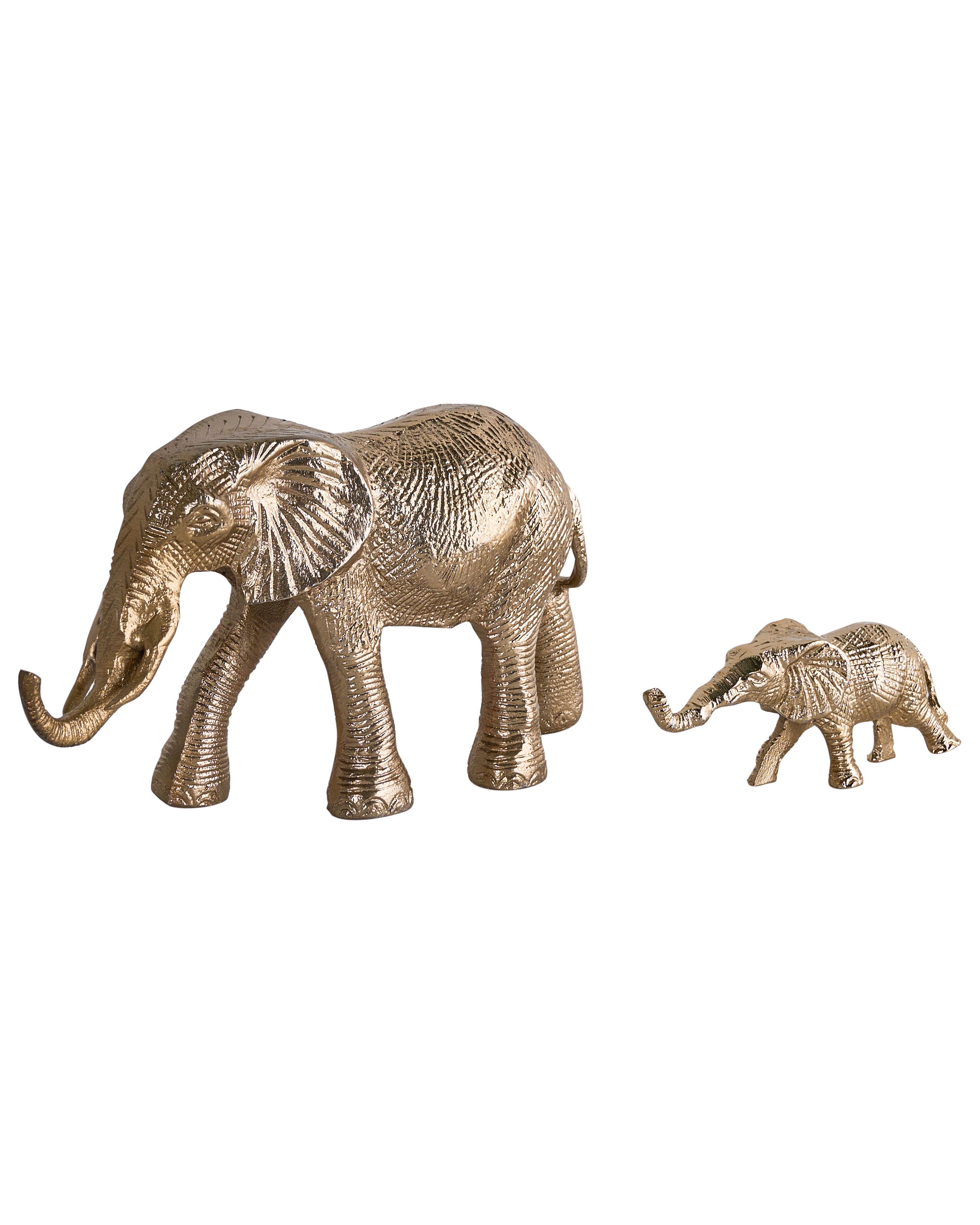 Set of 2 Figurines Elephant SEDLARI Metal Gold