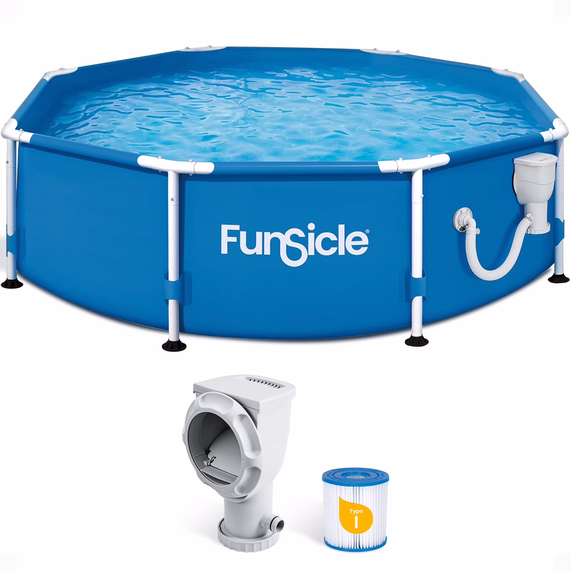 Funsicle 10' x 30" Activity Above Ground Swimming Pool Set with 2-in-1 Pump, Round Frame - Image 3