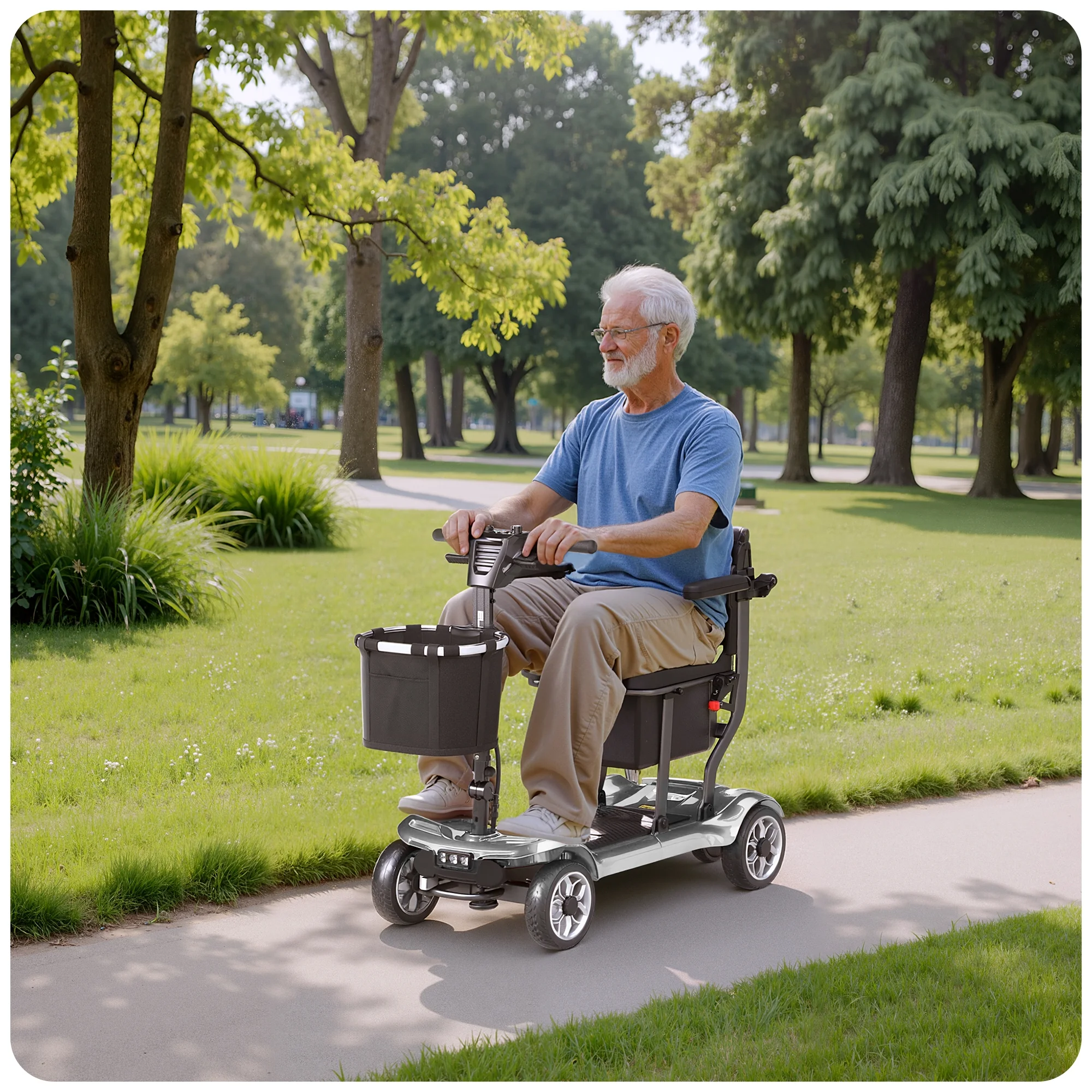 EAGLOG Light Weight 4 Wheels Mobility Scooter for Seniors, Electric Folding Wheelchair Device for Travel, Black - Image 23