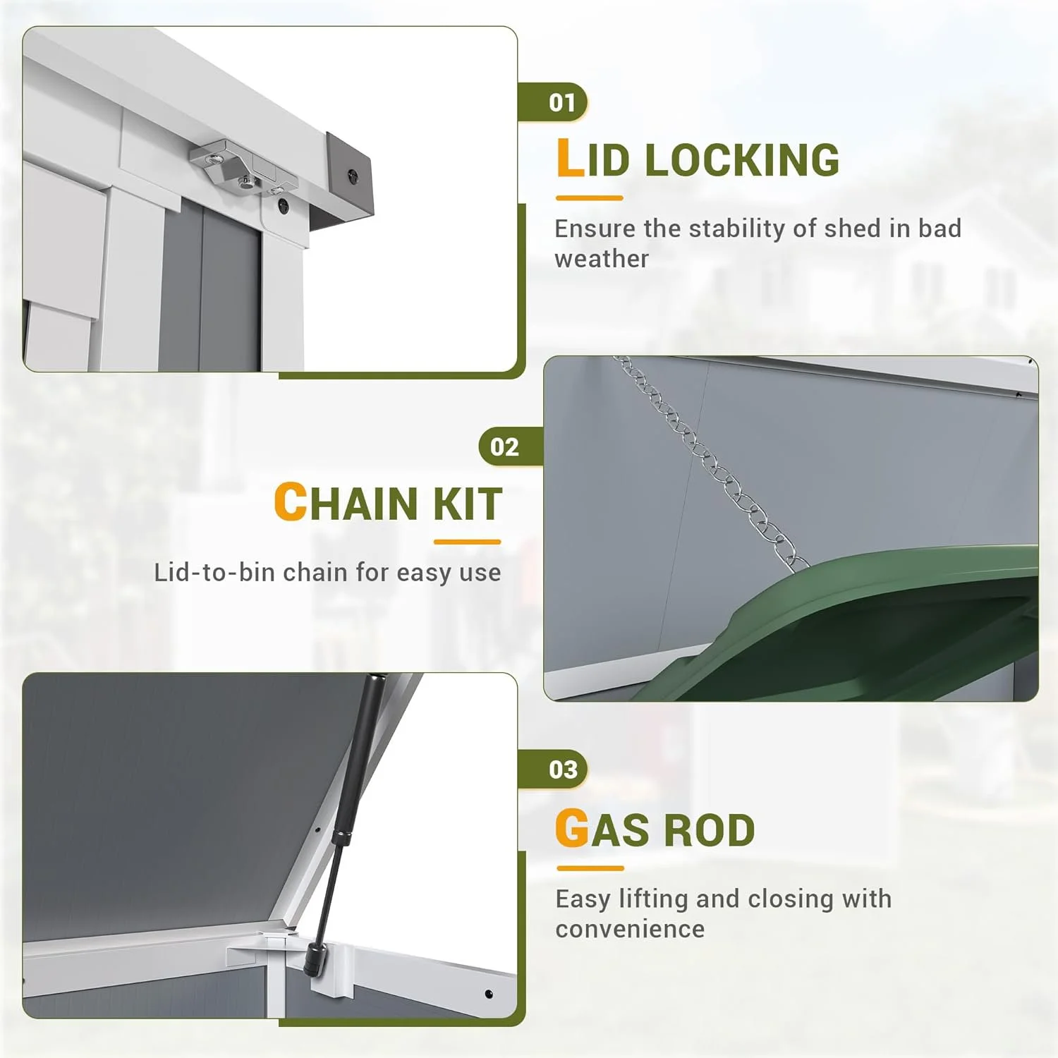 5'��3' Outdoor Storage Shed, Resin Storage Cabinet, Garden Tool Shed with Double Lockable Doors, Organizer Cabinet for Patio Yard, Gray - Image 13
