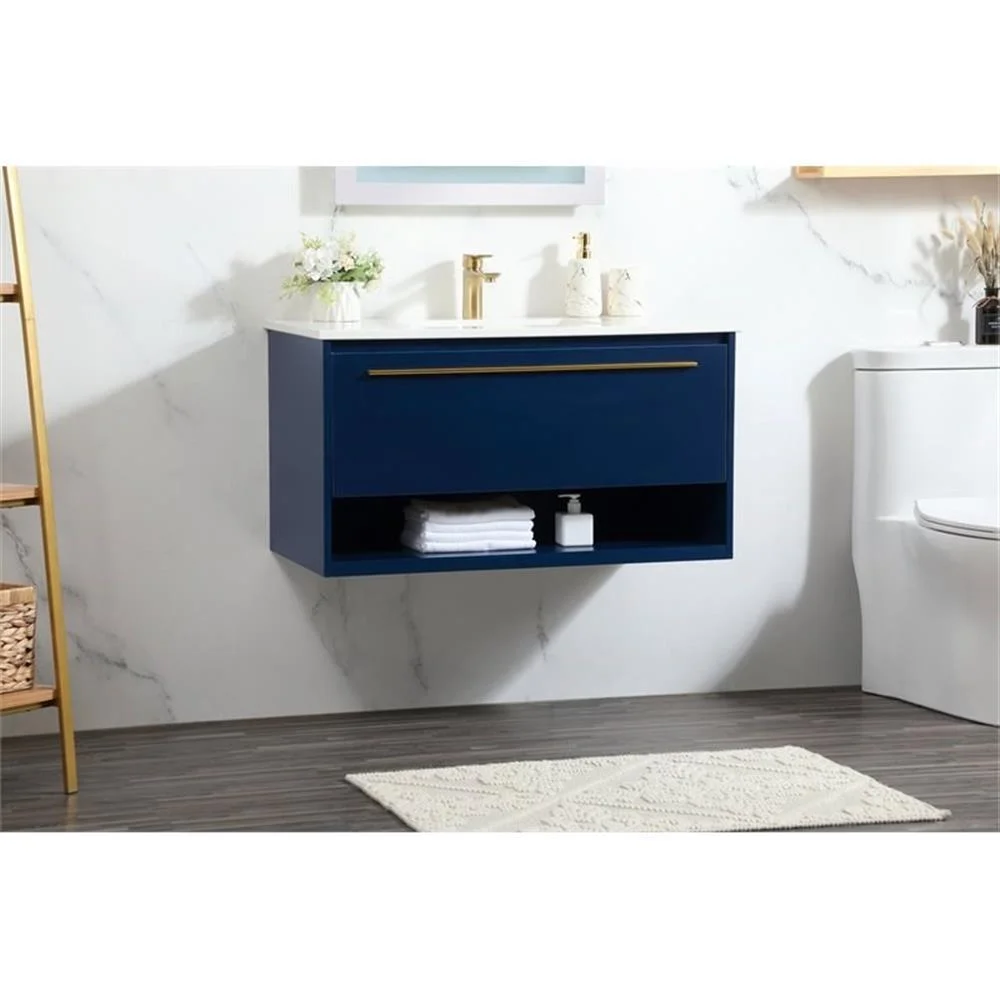 Elegant Kitchen and Bath 36 Inch Single Bathroom Vanity In Blue