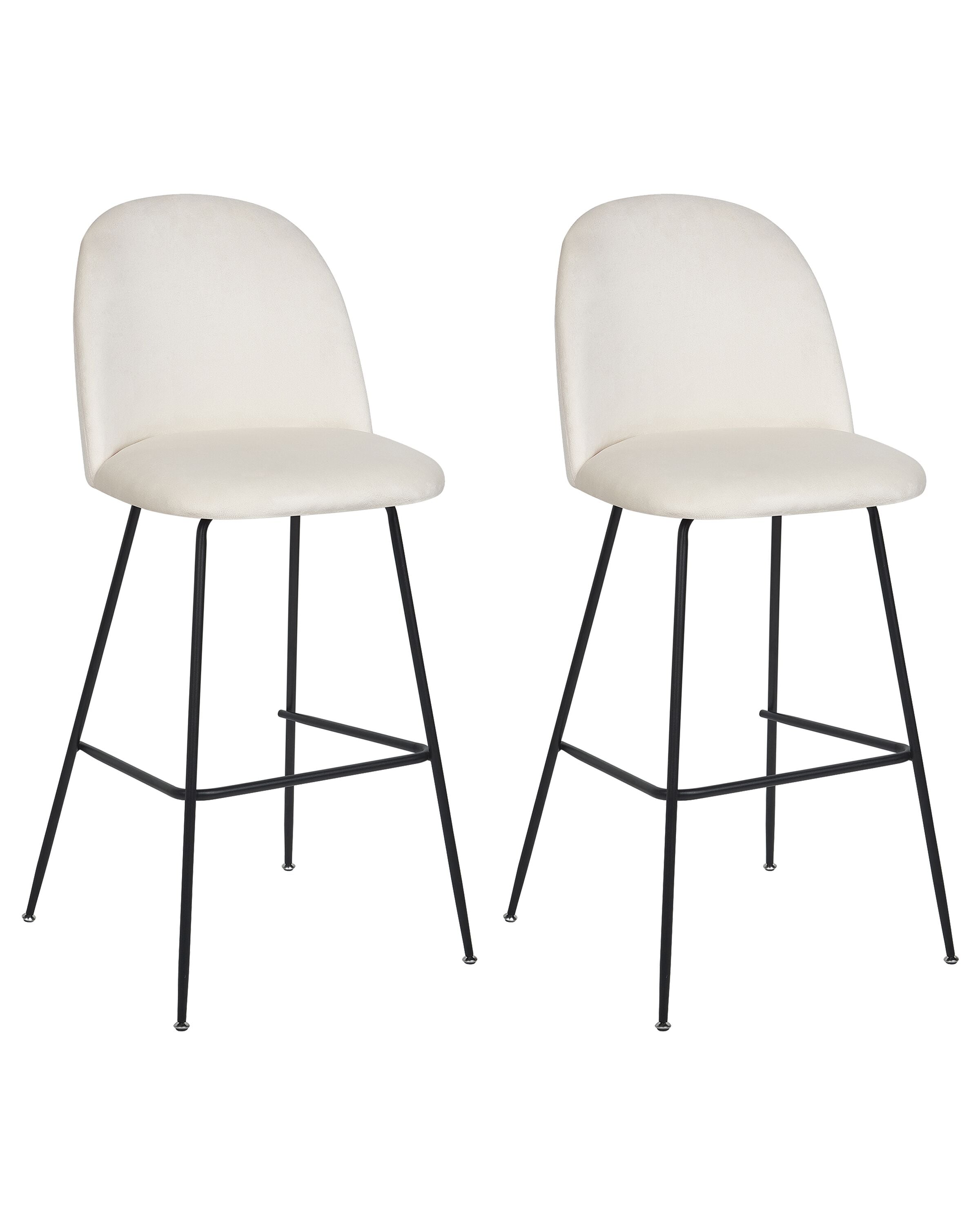 Set of 2 Bar Chairs ARCOLA Velvet Off-White