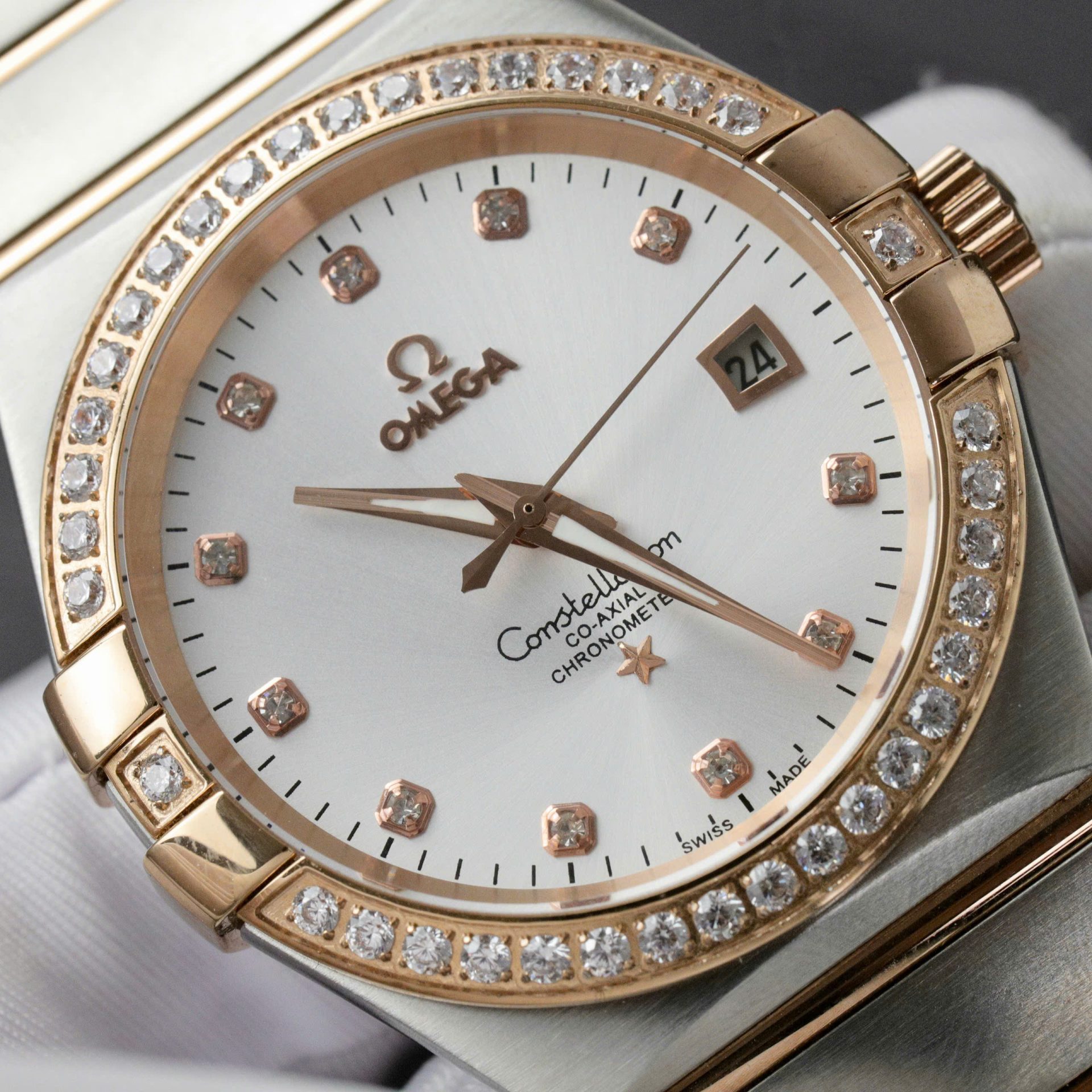 Omega Constellation Co-Axial Clone 11 Watch White Dial Metal Strap 38mm - Top club