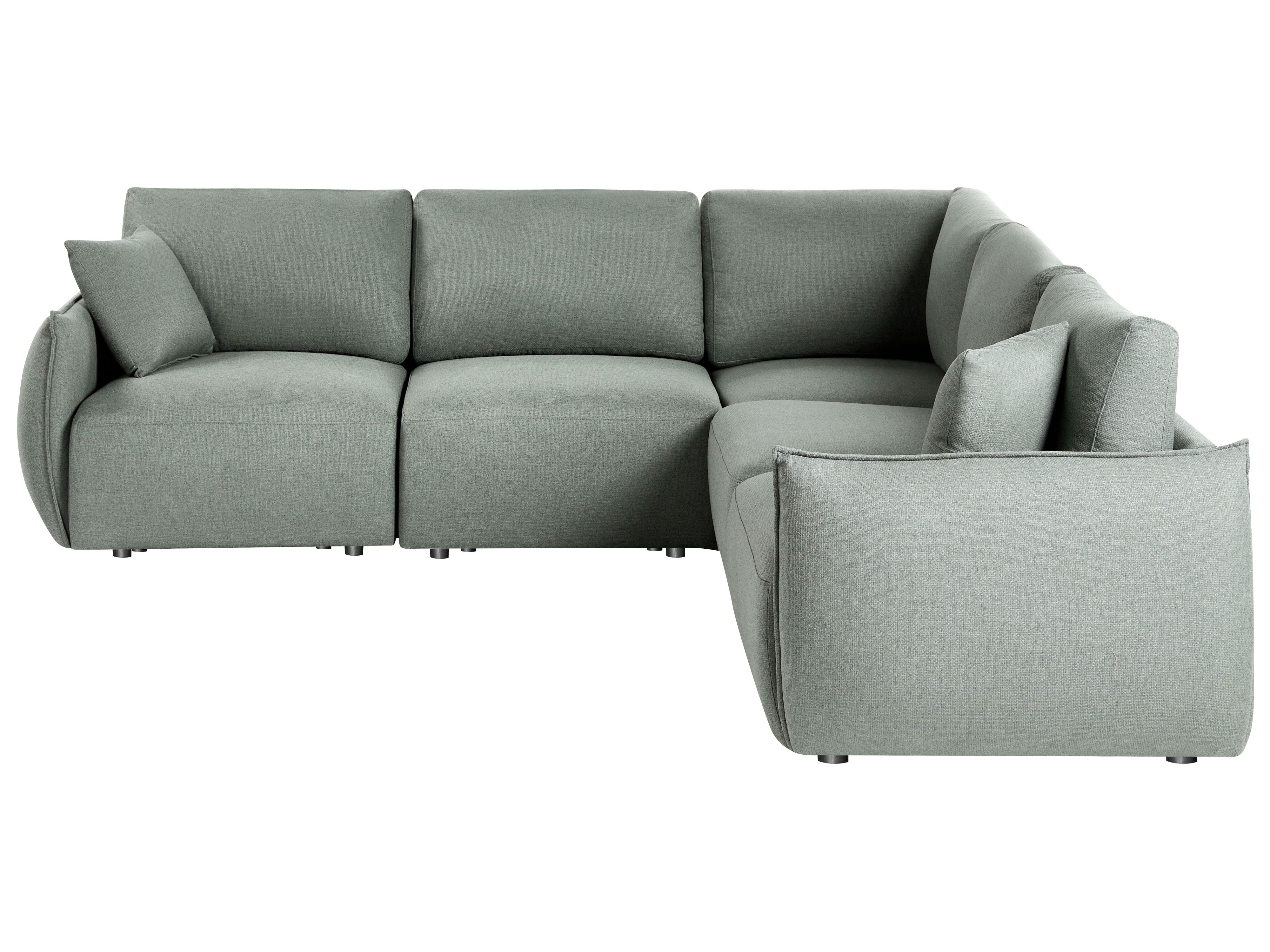 Modular Corner Sofa 5 Seater MESNALI Fabric Green Left Hand
