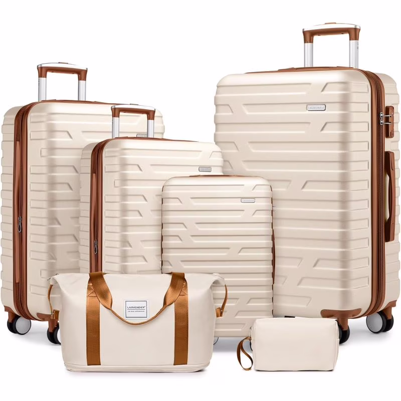 Luggage Sets 6 Piece with Duffel Bags, Hardside Expandable Suitcases with Spinner Wheels TSA Lock, Cream - Image 5