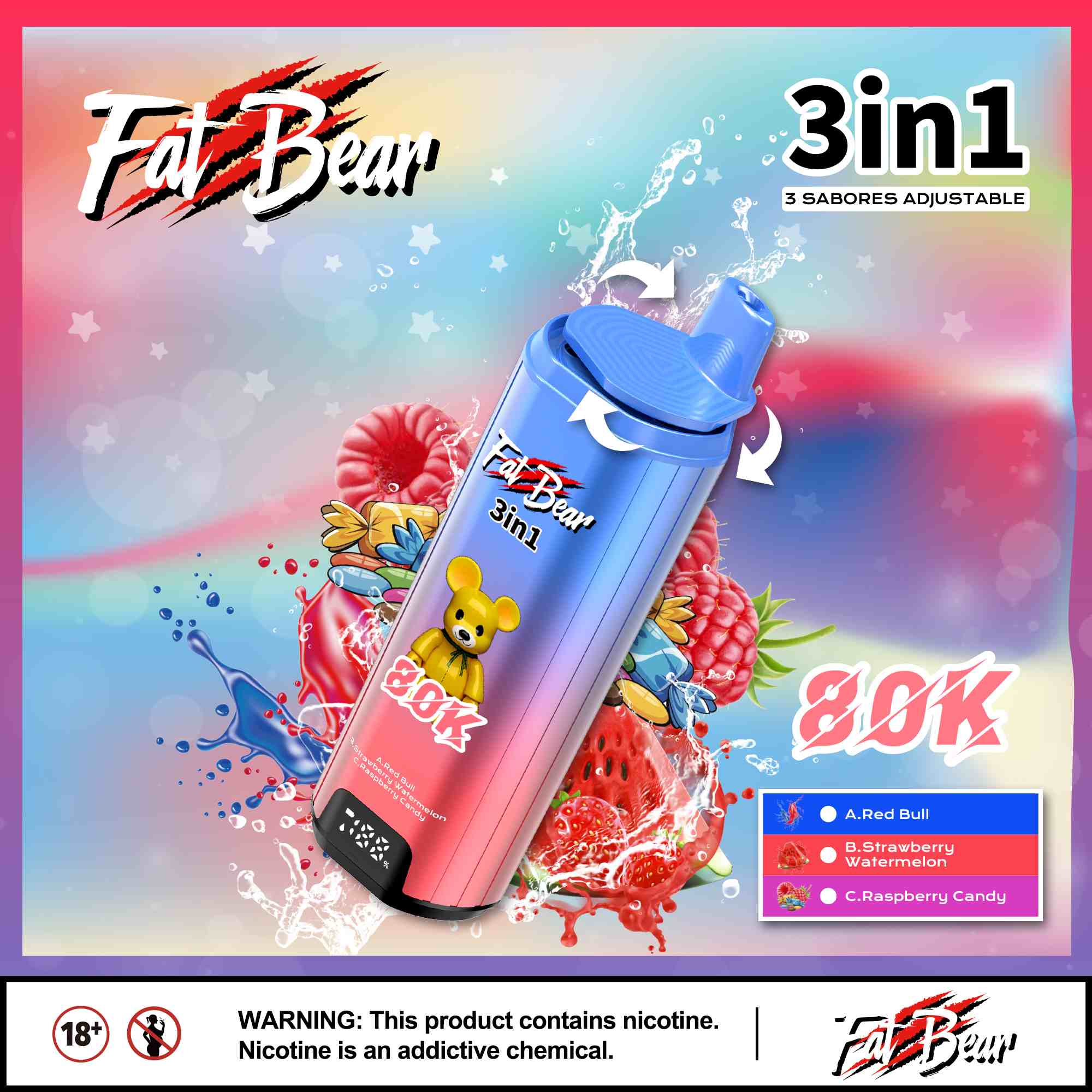 AIVONO AIM FATBEAR 80000 Puffs 3 in 1 Flavors Disposable Vape
