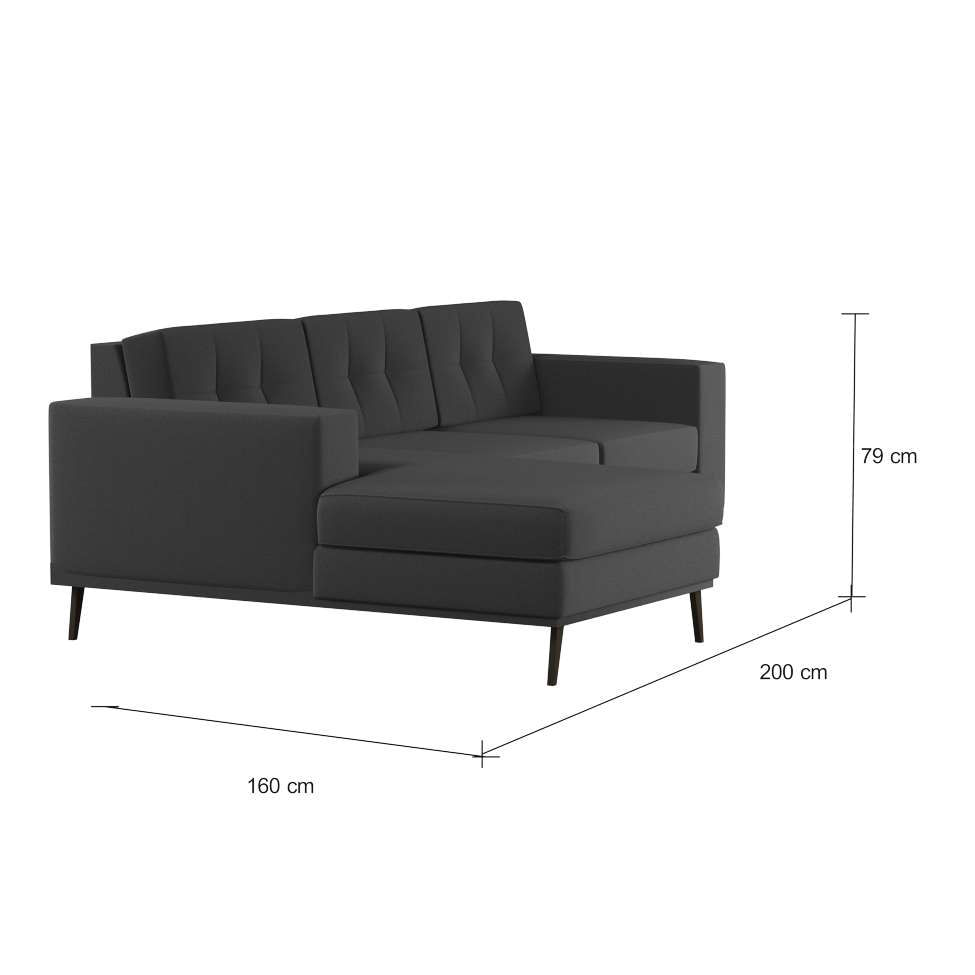 Sofá 3 Lugares Esquerdo Mumbai com Chaise Esquerdo Pé Palito Linho Cotton Grafite Escuro em Promoção | Ofertas na Americanas