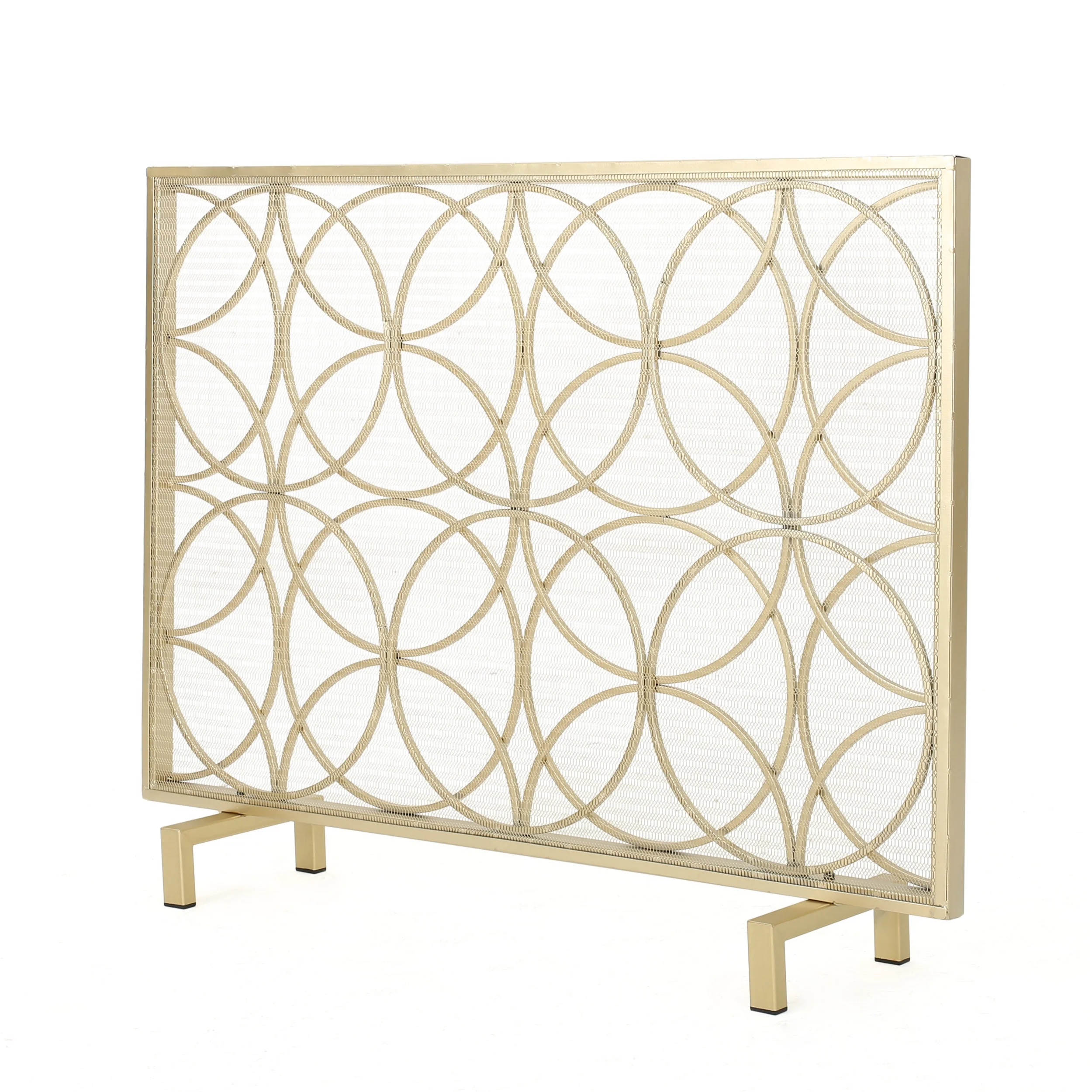 Noble House Emmilou Iron Single Panel Fireplace Screen, Gold - Image 8