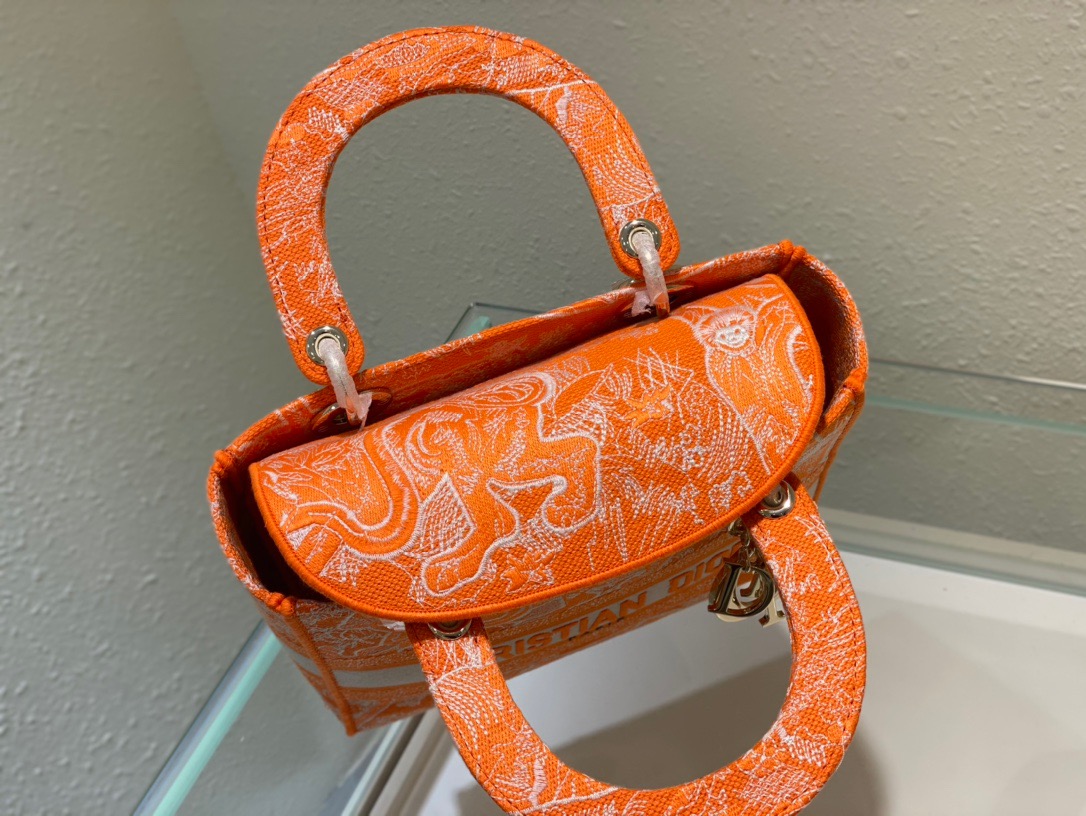 Christian Dior Medium Lady D-Lite Bag Orange, For Women, Women’s Handbags 24cm/9.5in CD M0565OROC_M0571:1High-quality replica