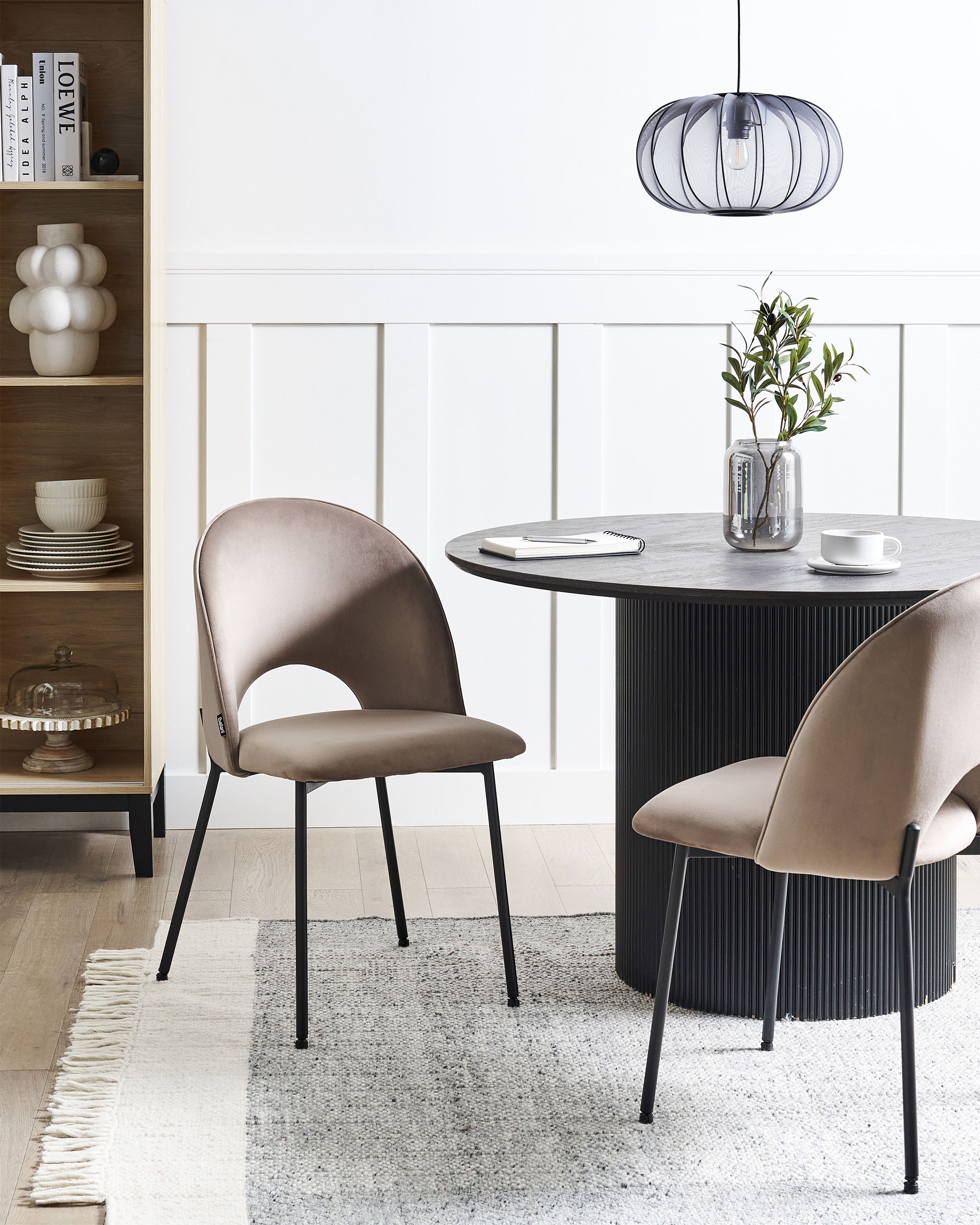 Set of 2 Dining Chairs COVELO Velvet Taupe