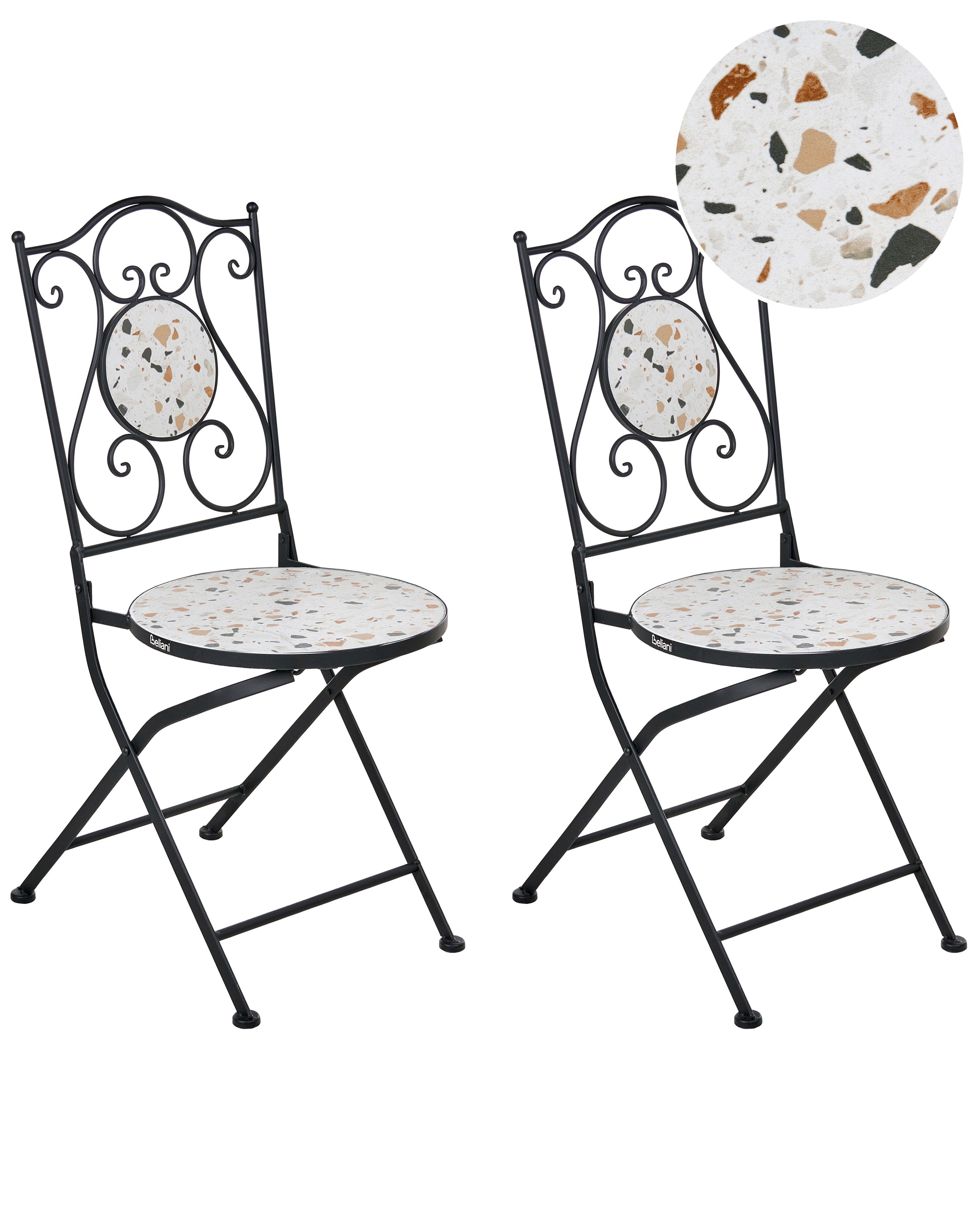 Set of 2 Garden Chairs ARTENA Folding Metal Black