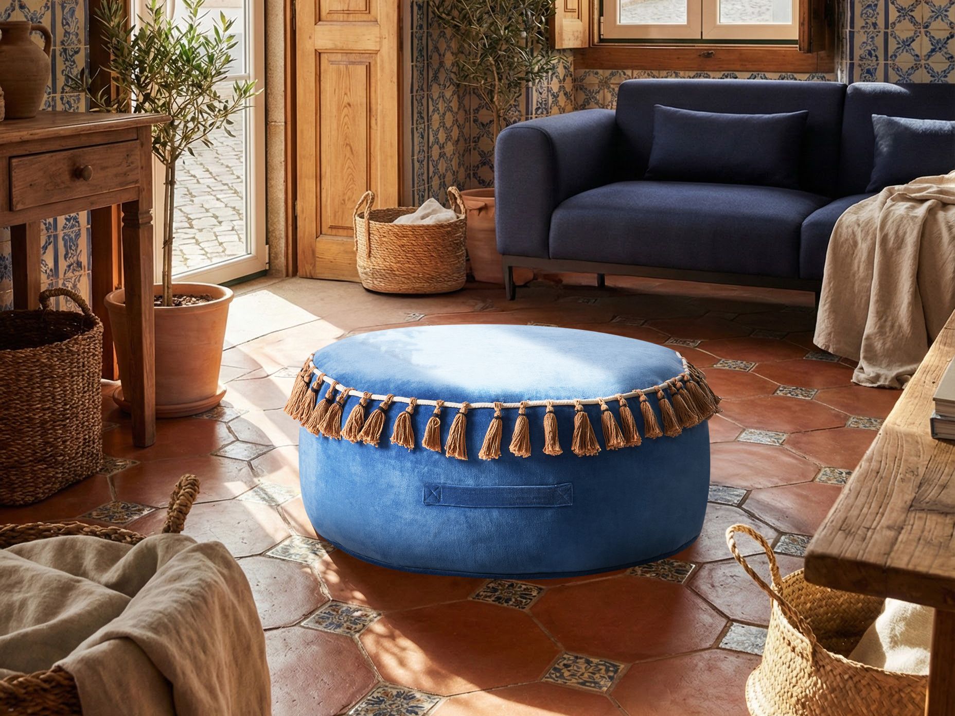 Pouffe GOTHA Velvet Blue