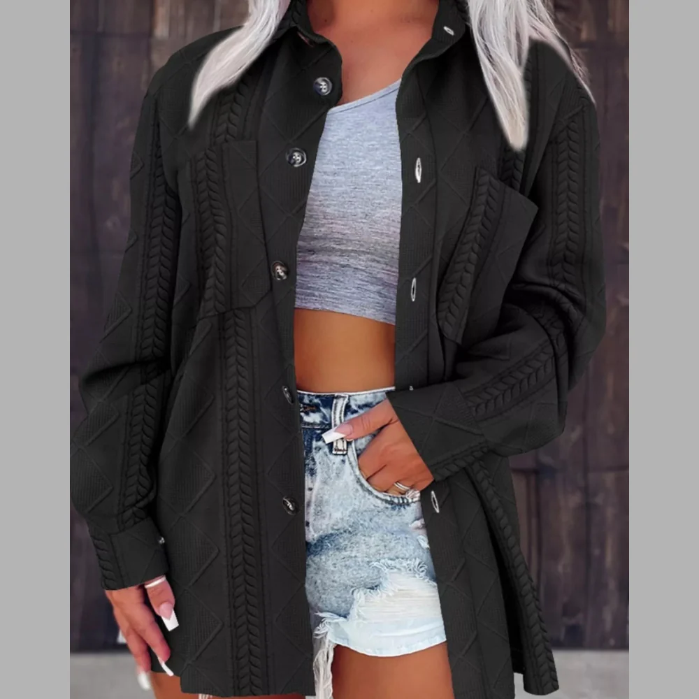 Button Up Long Sleeve Knit Outerwear - ZKZOOK