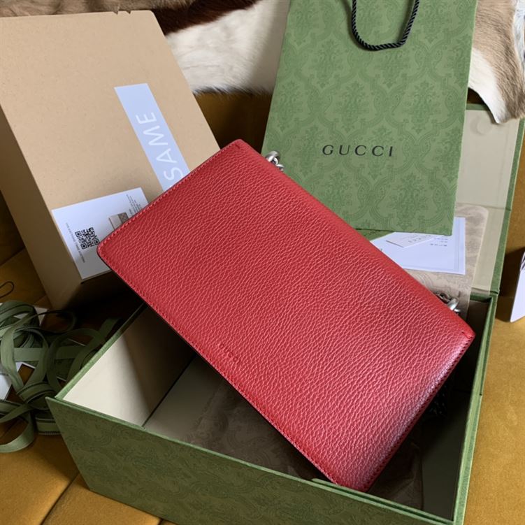 Dionysus leather shoulder bag Hibiscus red metal-free tanned leather – GB1661:1High-quality replica