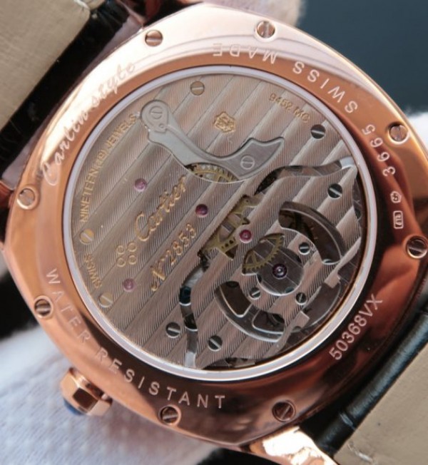 Replica Cartier Drive de Cartier Tourbillon RG White Textured Dial Leather Strap - Top club