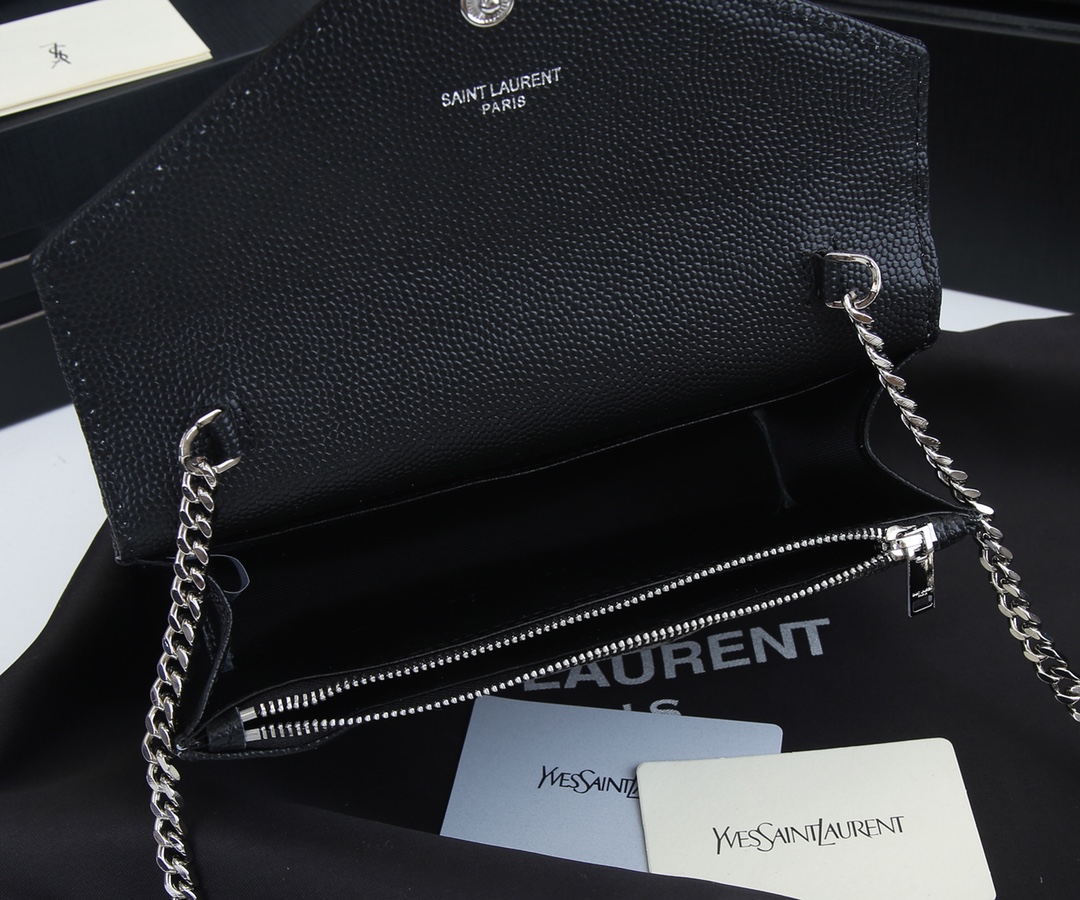 Replica Ysl Envelope Chain Wallet In Grain De Poudre Embossed Leather 18881:1High-quality replica