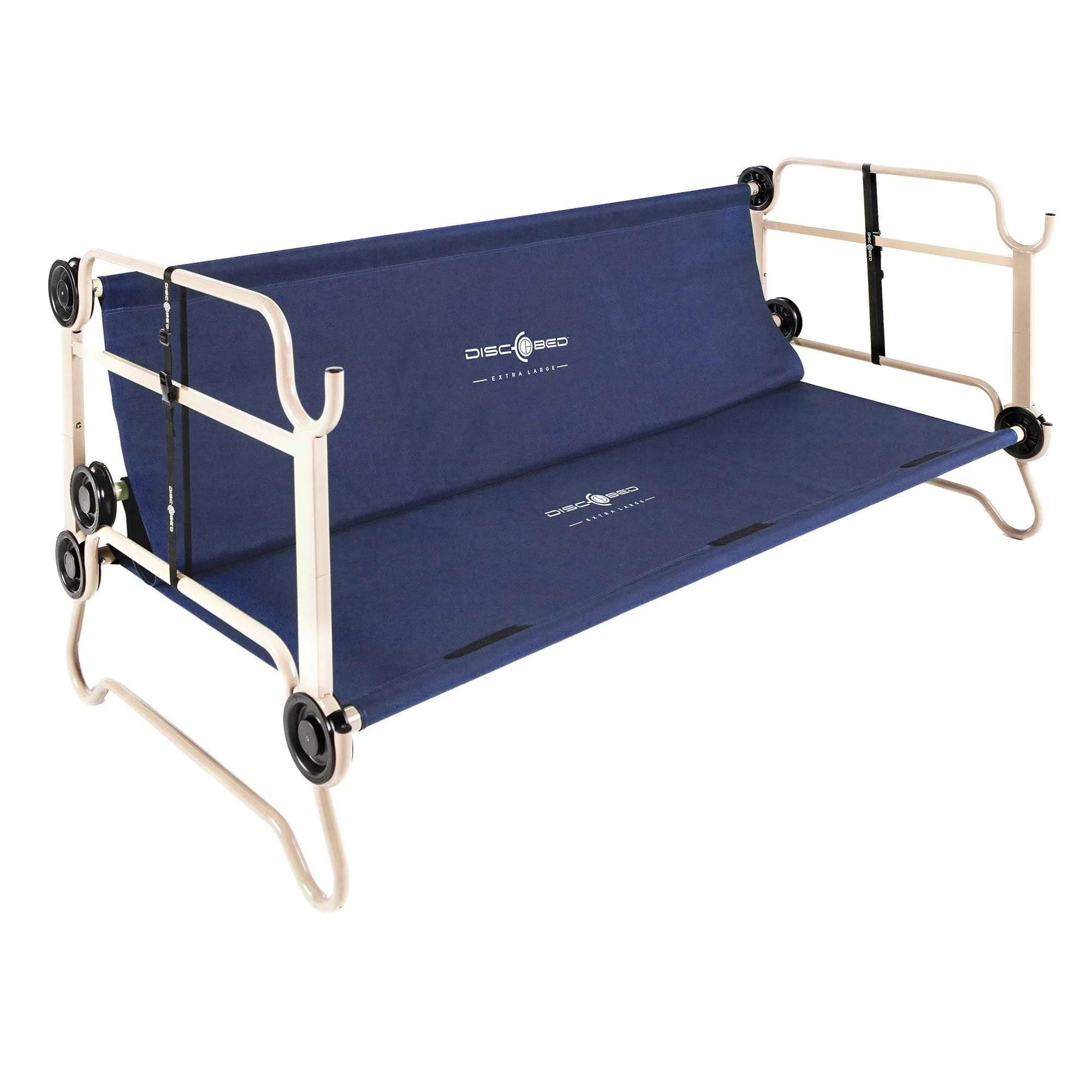 Disc-O-Bed XL Cam-O-Bunk Benchable Double Cot with Storage Organizers, Navy - Image 7