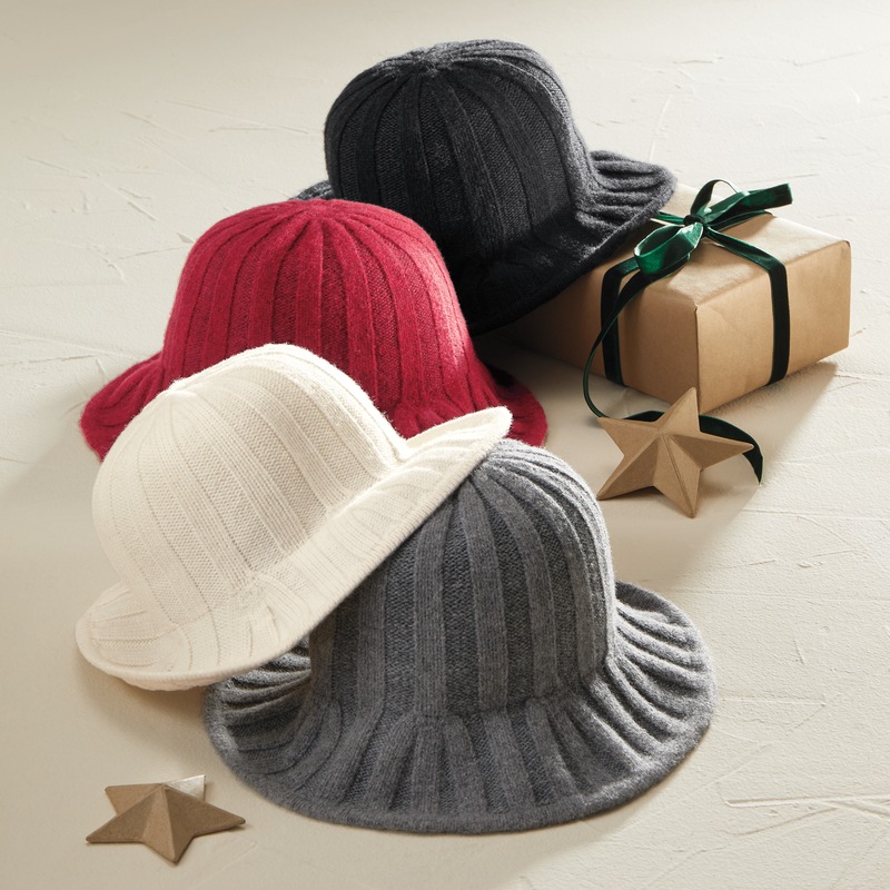 Wool Blend Women's Round Hat with Ribbed Jersey Knit Pattern - MIDNIGHT VELVET CATALOG