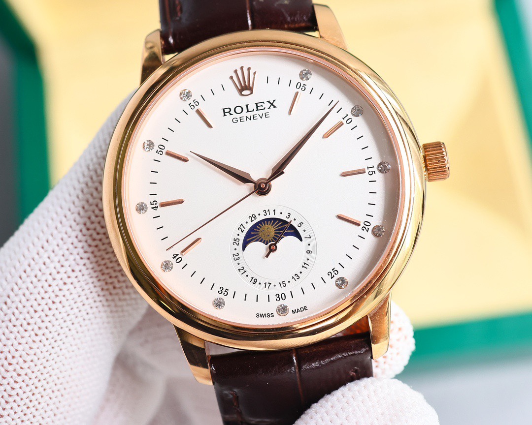 Rolex👑 Cellini Moonphase-40mm-Leather(1:1 replica) - Elite Watch Atelier