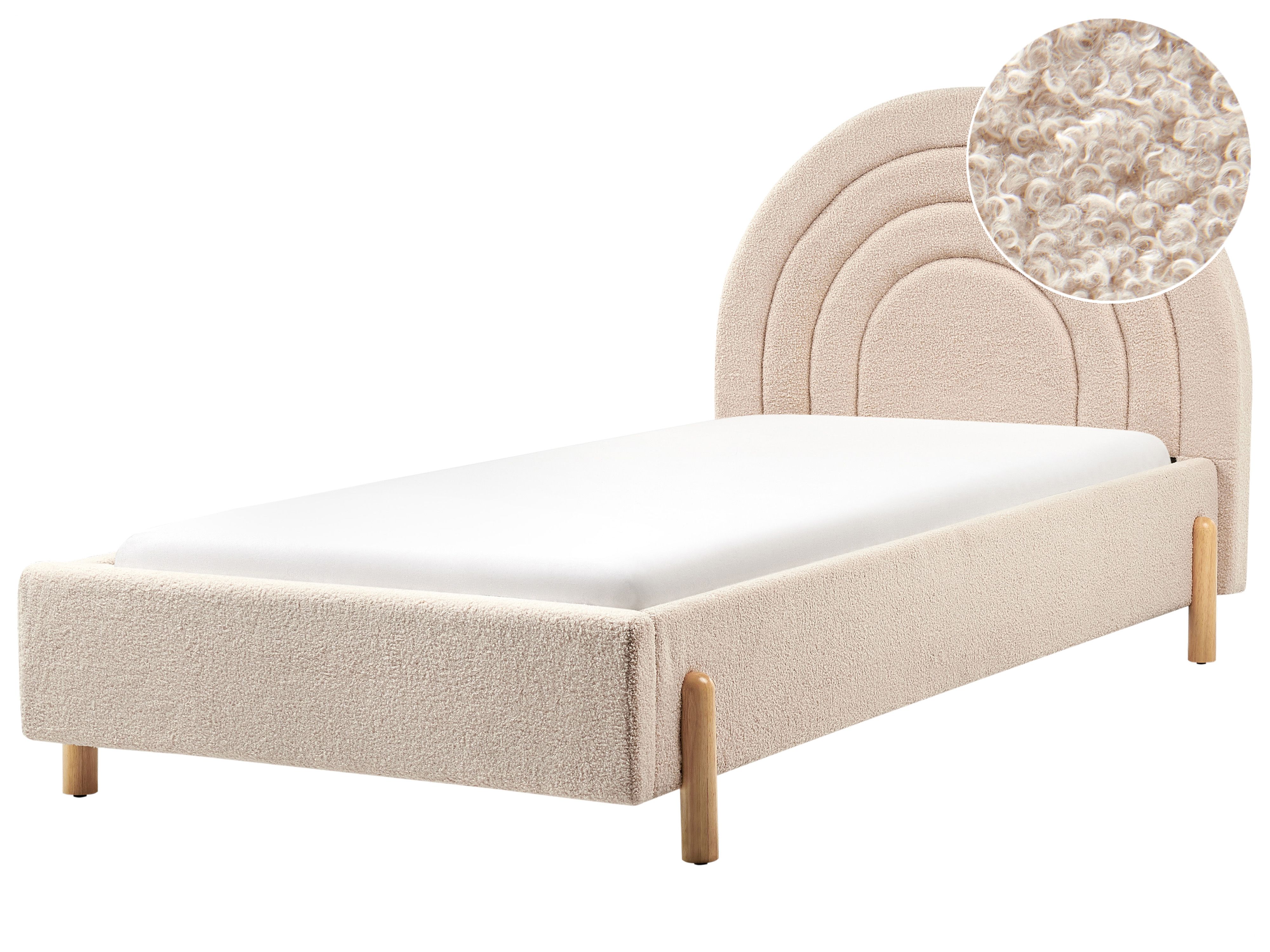Kids Bed Boucle ANET 90 x 200 cm (EU Single) Beige