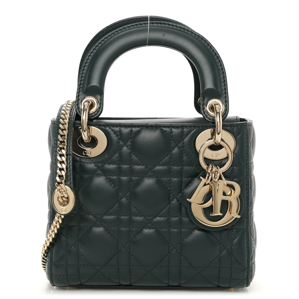 Dior Dark Green Cannage Leather Mini Lady Superfake Handbag