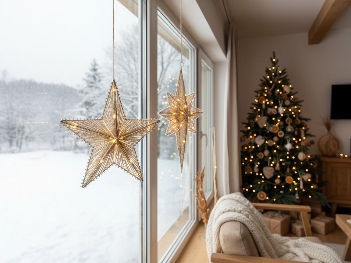 Set of 2 Hanging Decorations BLASJON Star 30/47 cm Gold