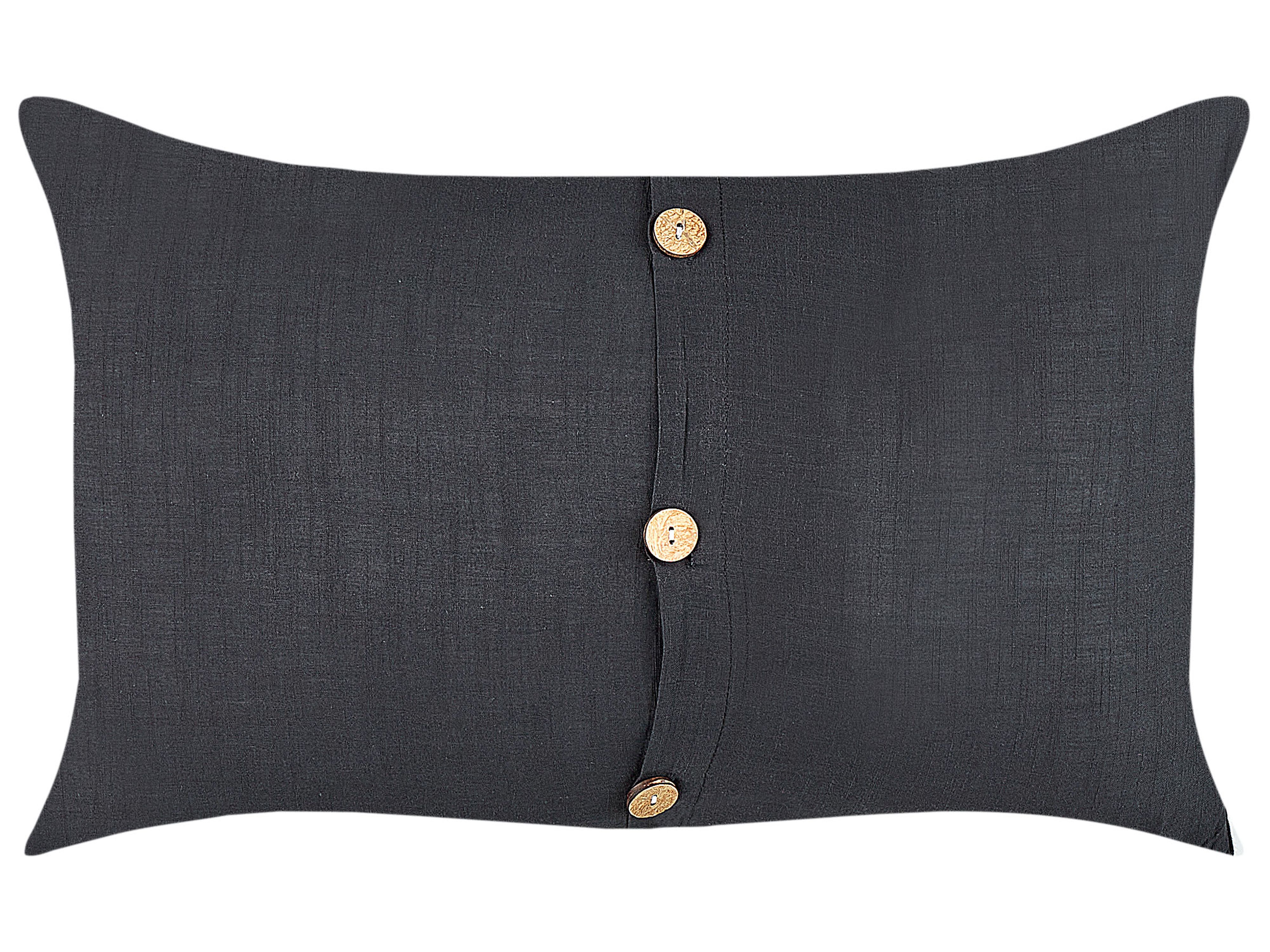 Set of 2 Decorative Cushions BANORI Linen 30 x 50 cm Black Solid