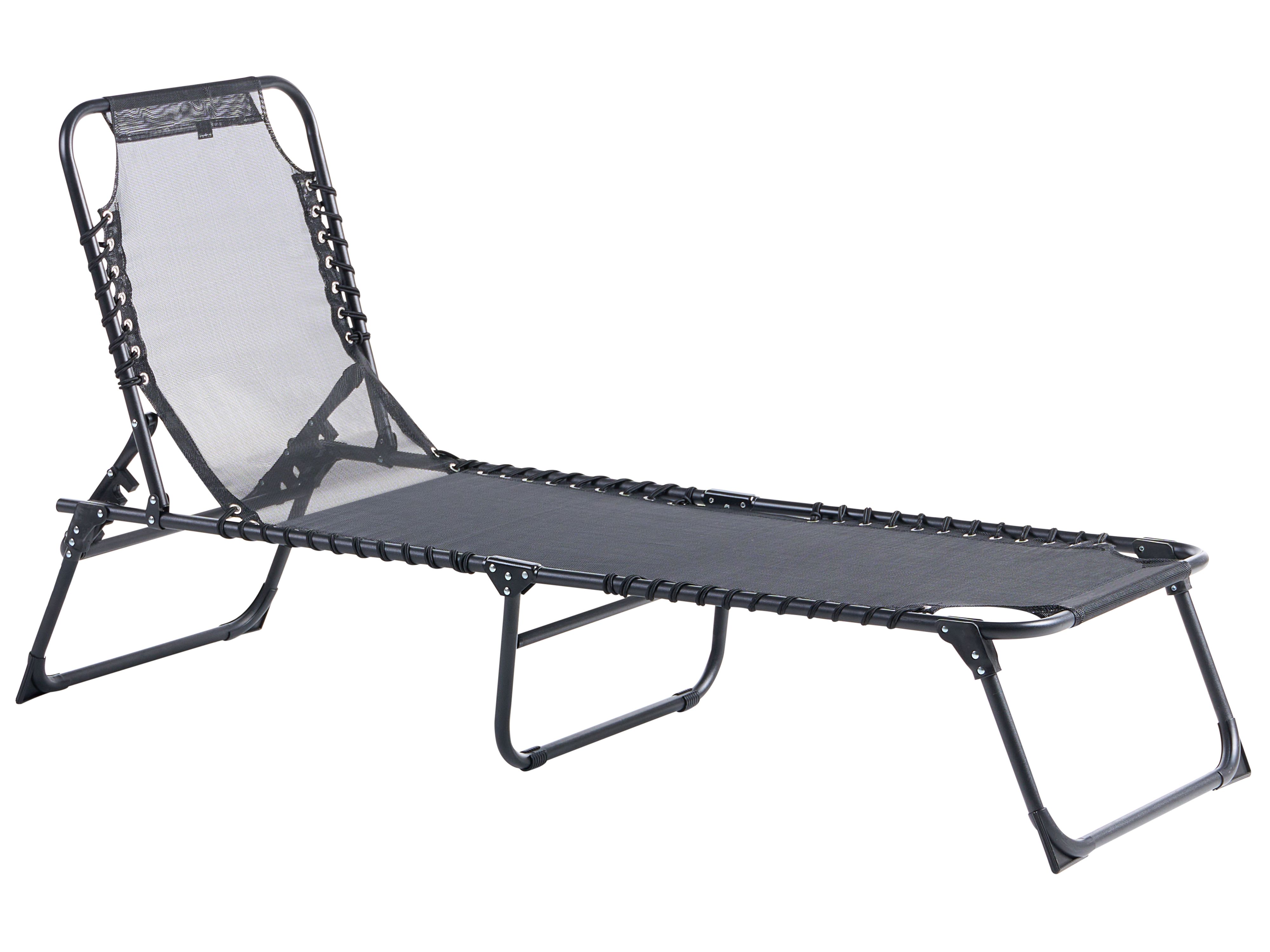 Sun Lounger AMBATO Folding Metal Black