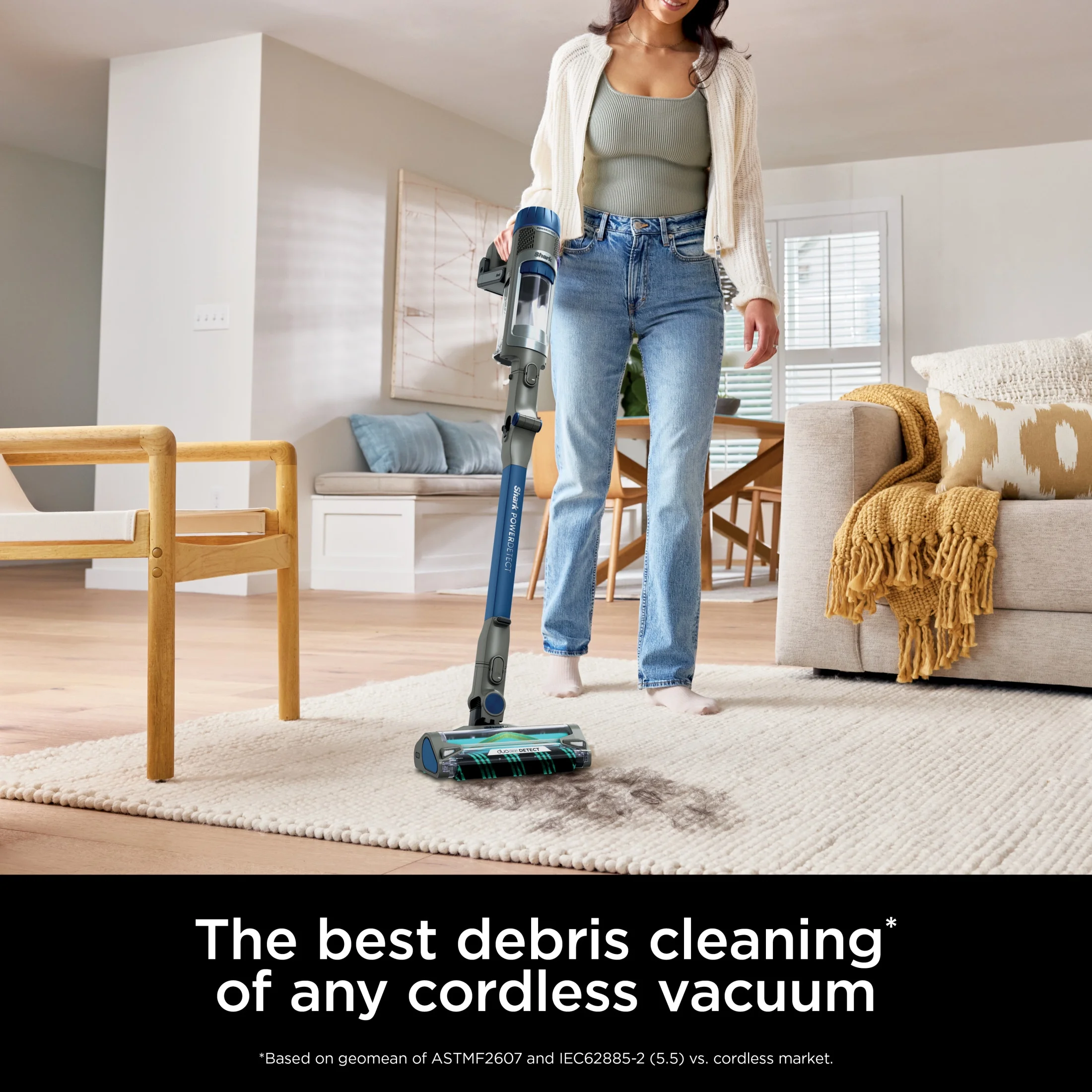Shark PowerDetect Cordless Stick Vacuum, Multi-Surface, with DuoClean Detect Nozzle and MultiFLEX Wand, Up to 60 Mins Runtime, IP1250 Blue