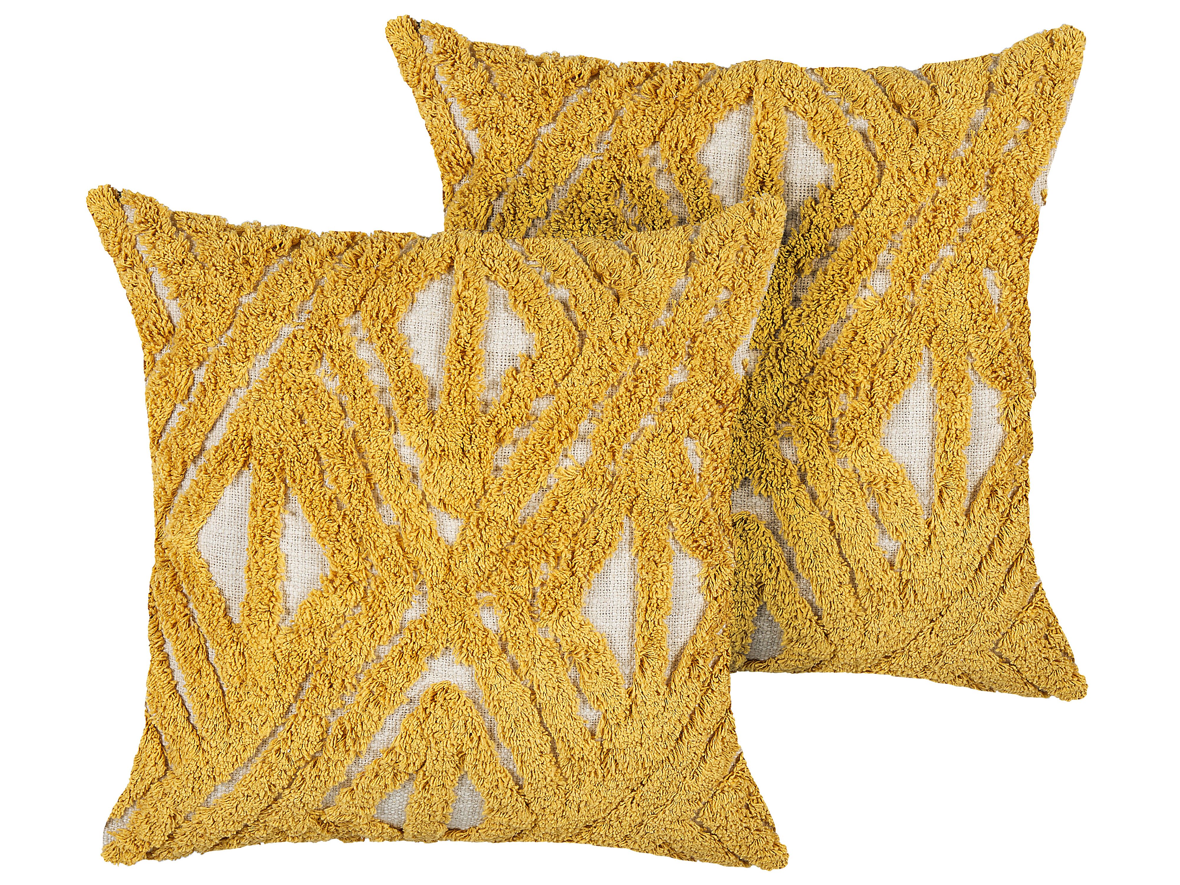 Set of 2 Decorative Cushions ALCEA Cotton 45 x 45 cm Yellow Geometric Pattern