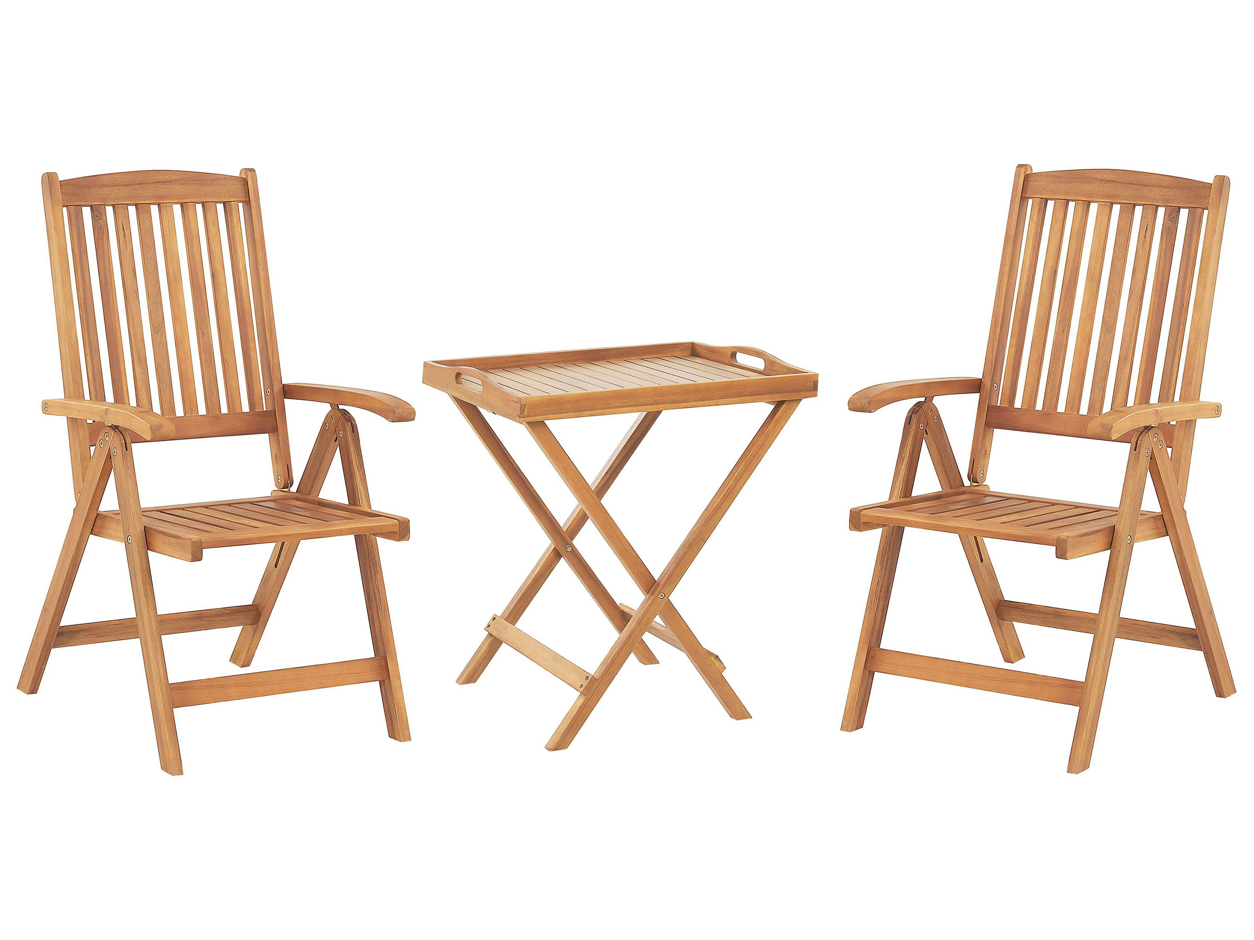 Bistro Set Folding JAVA Acacia Wood Light Brown